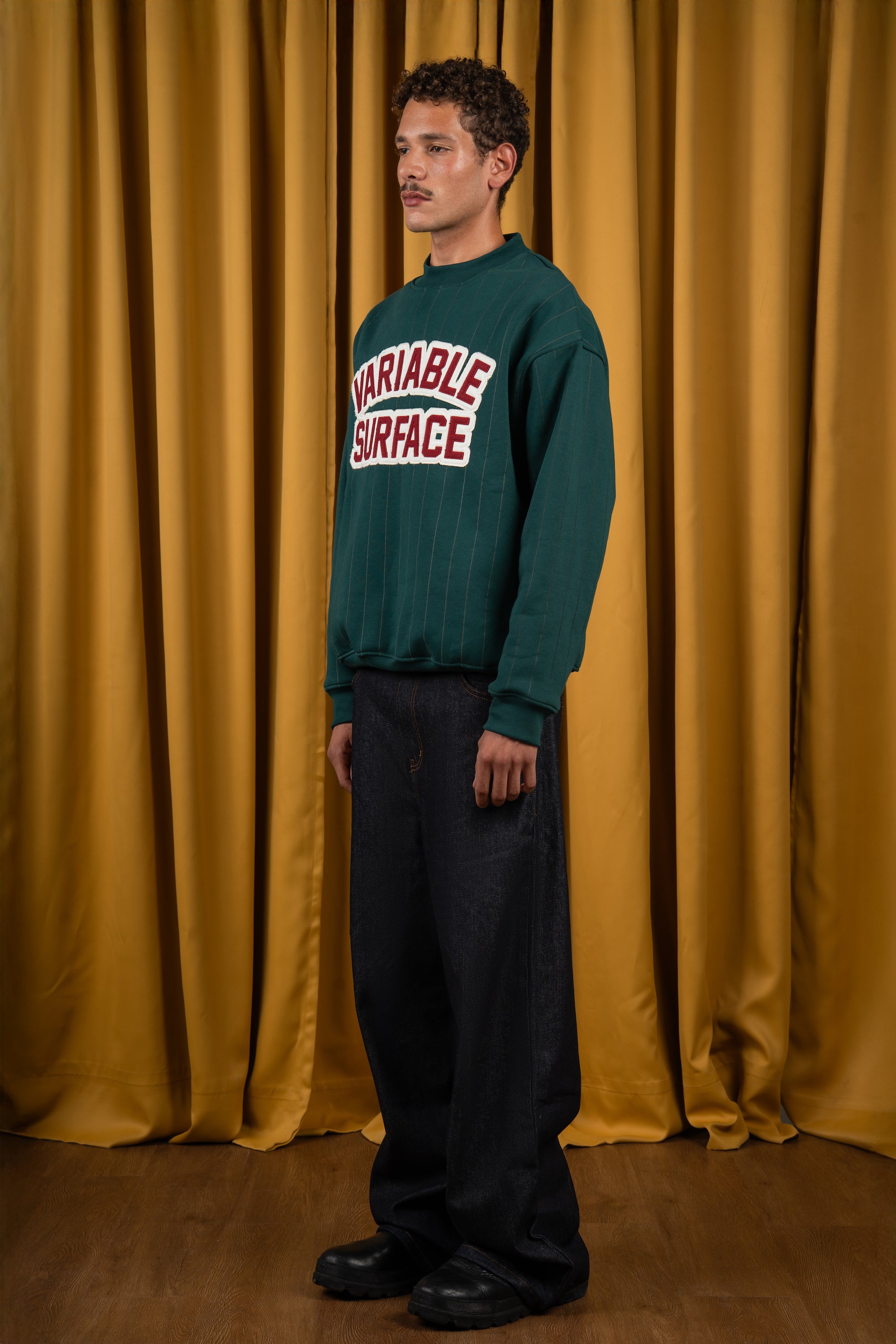 BYN X ALC Forest Green Striped Crewneck