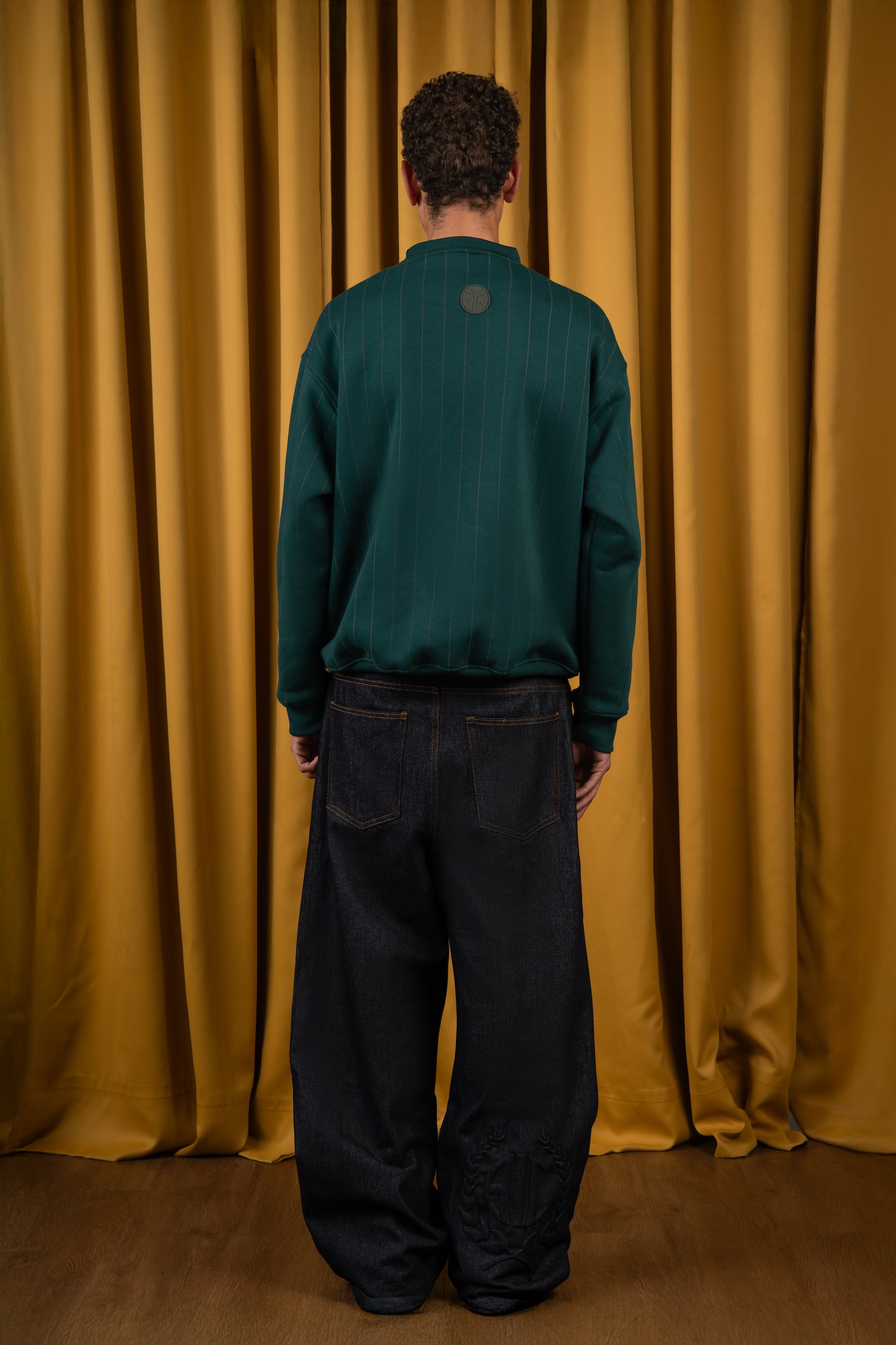 BYN X ALC Forest Green Striped Crewneck