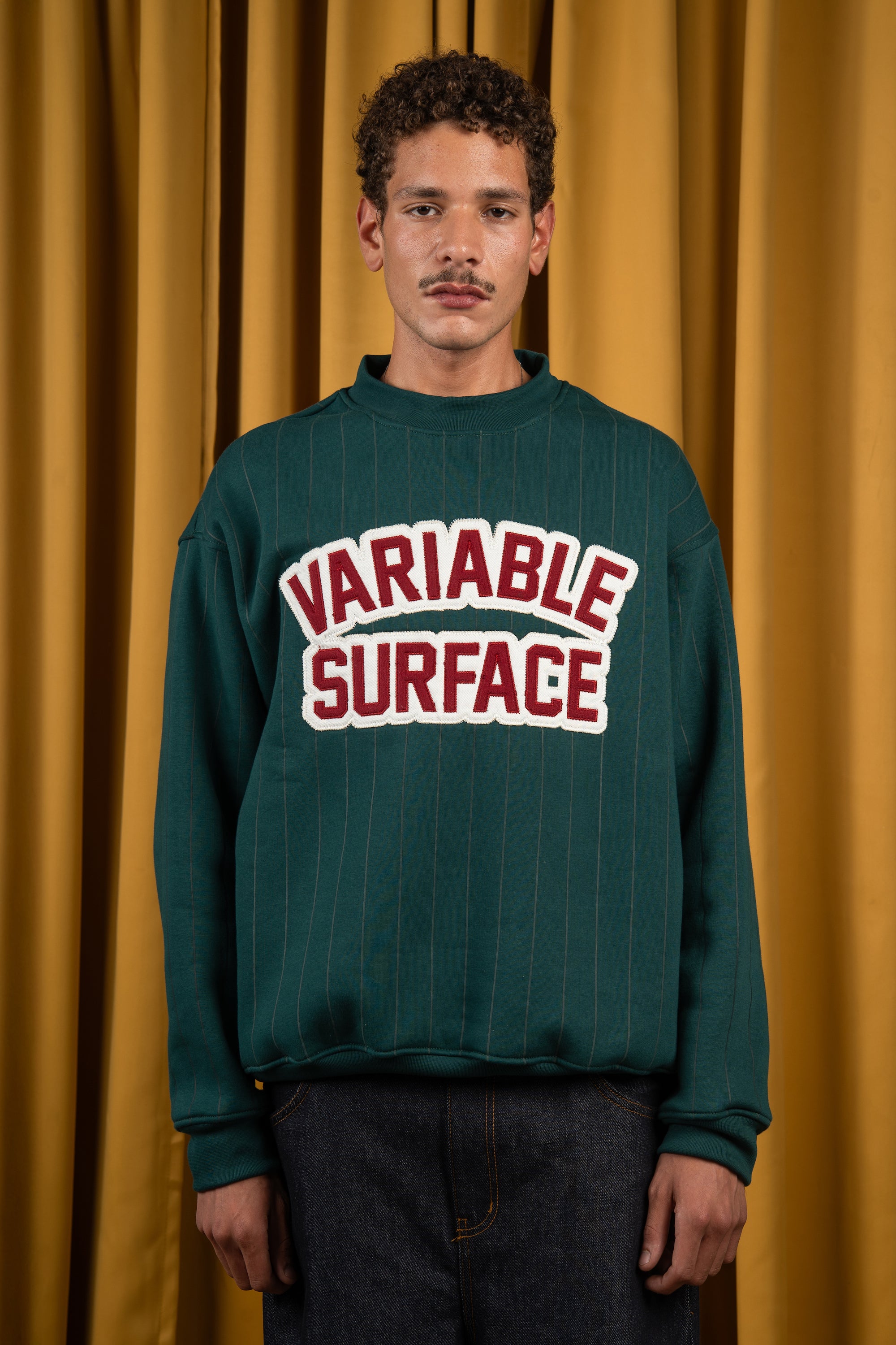 BYN X ALC Forest Green Striped Crewneck