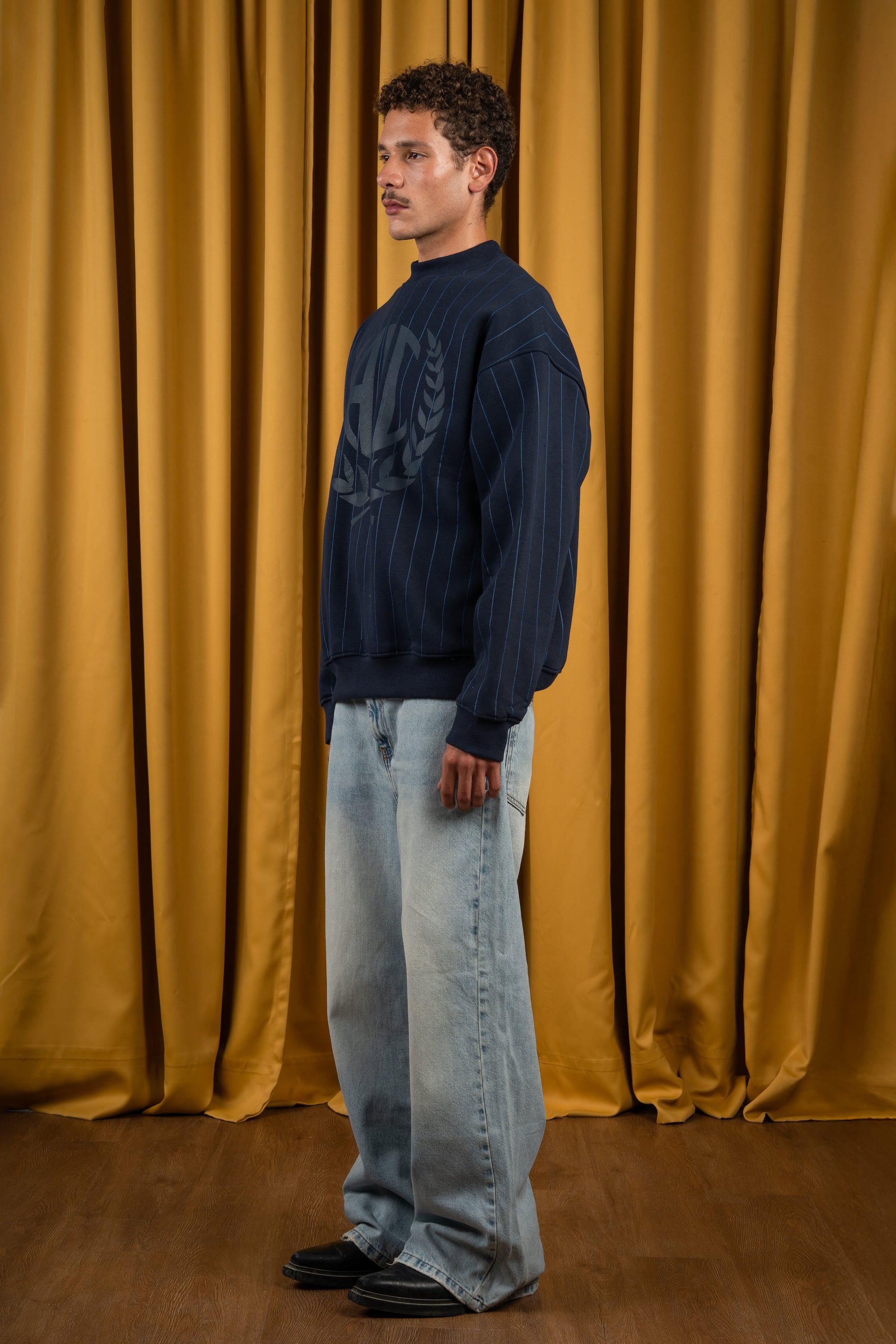 BYN X ALC Navy Blue Striped Crewneck