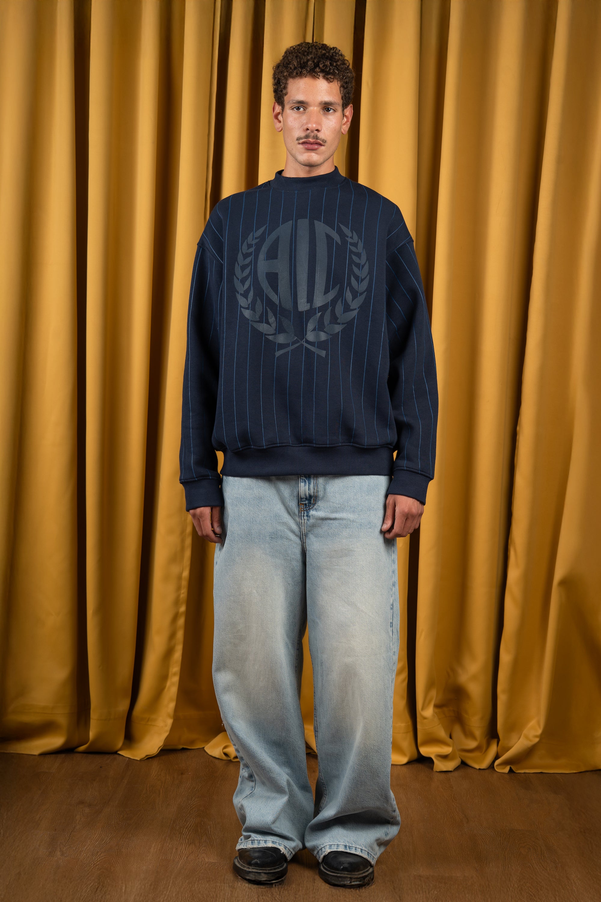 BYN X ALC Navy Blue Striped Crewneck