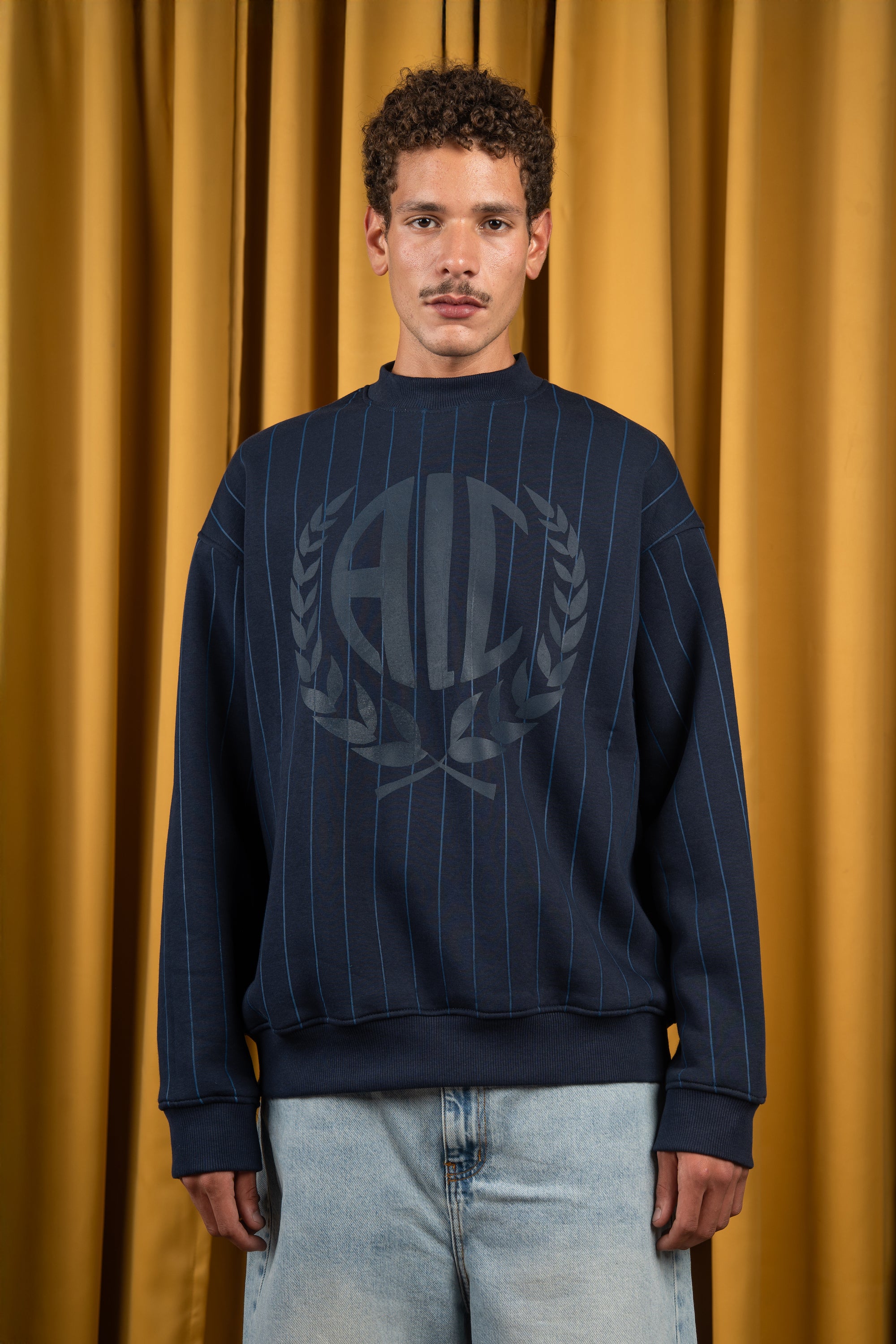 BYN X ALC Navy Blue Striped Crewneck