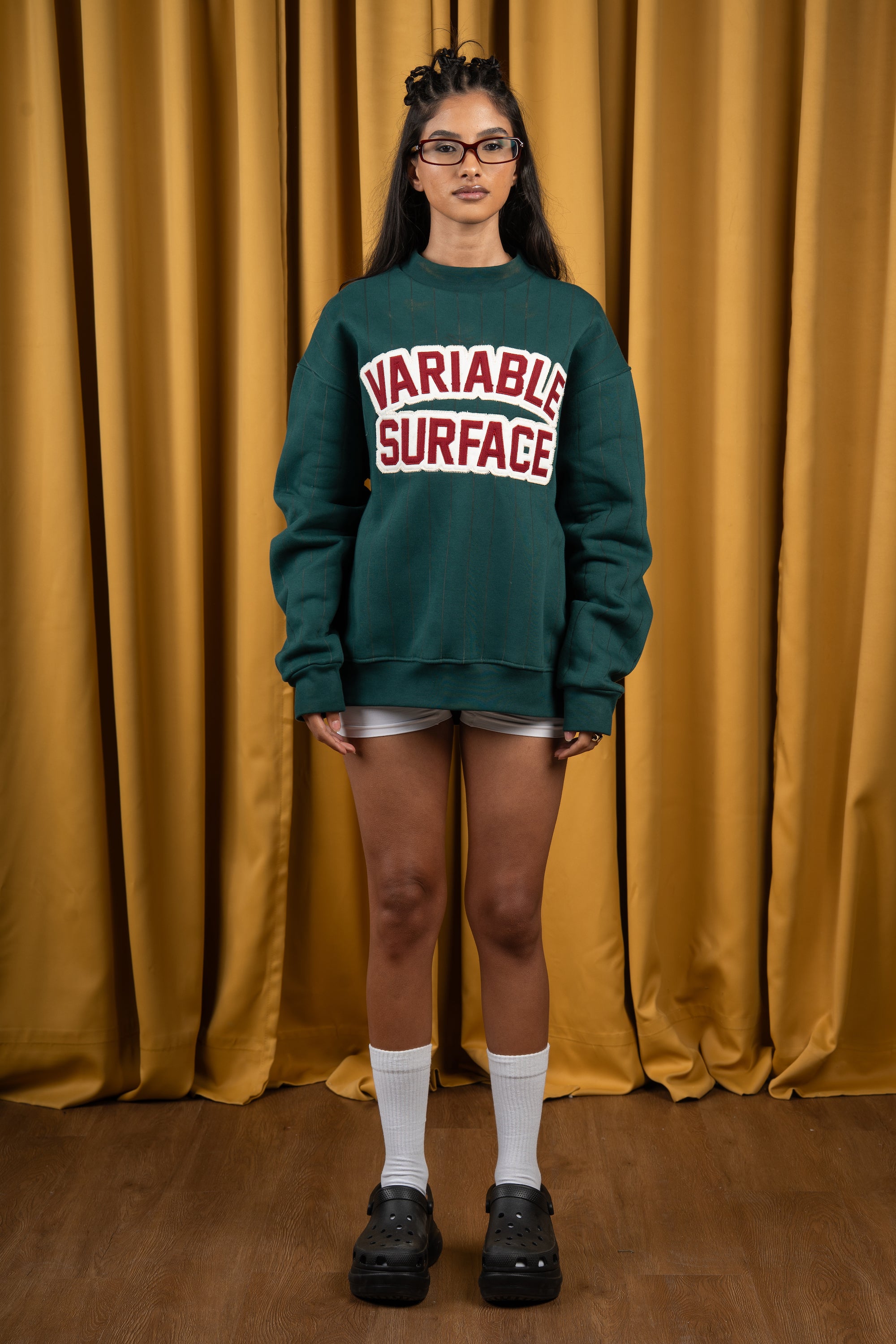 BYN X ALC Forest Green Striped Crewneck