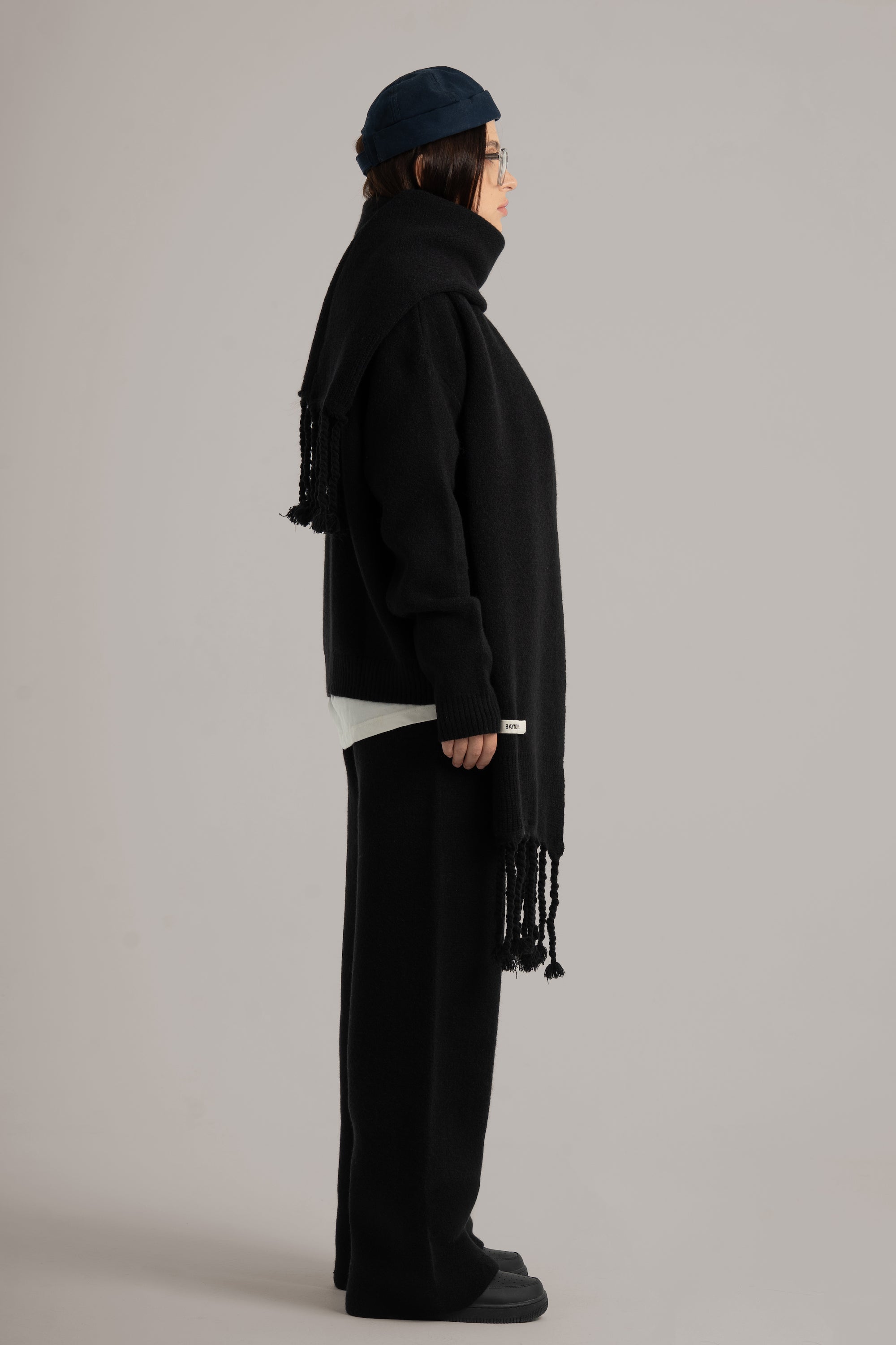 Black Braided Wide Scarf