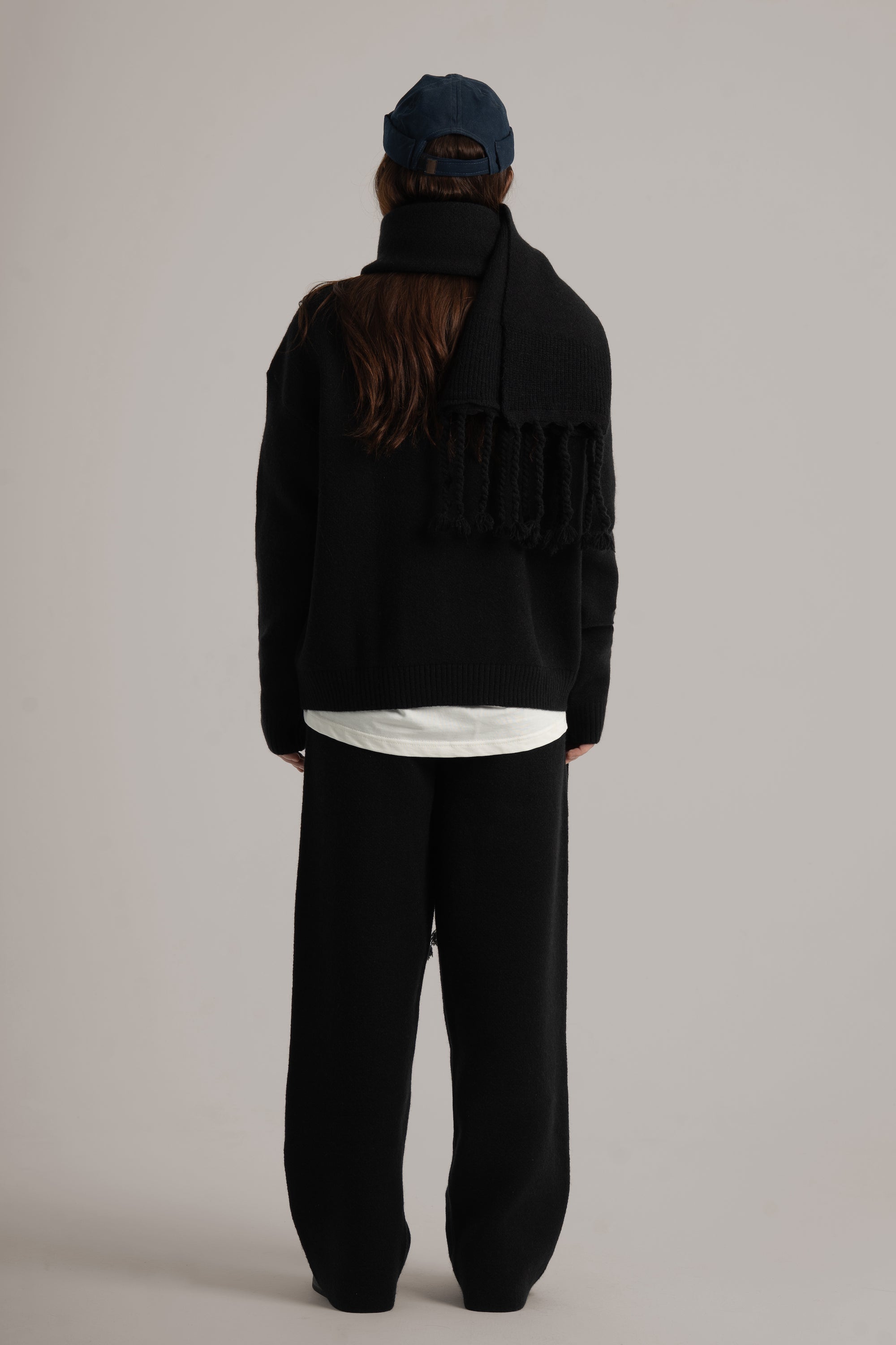 Black Braided Wide Scarf