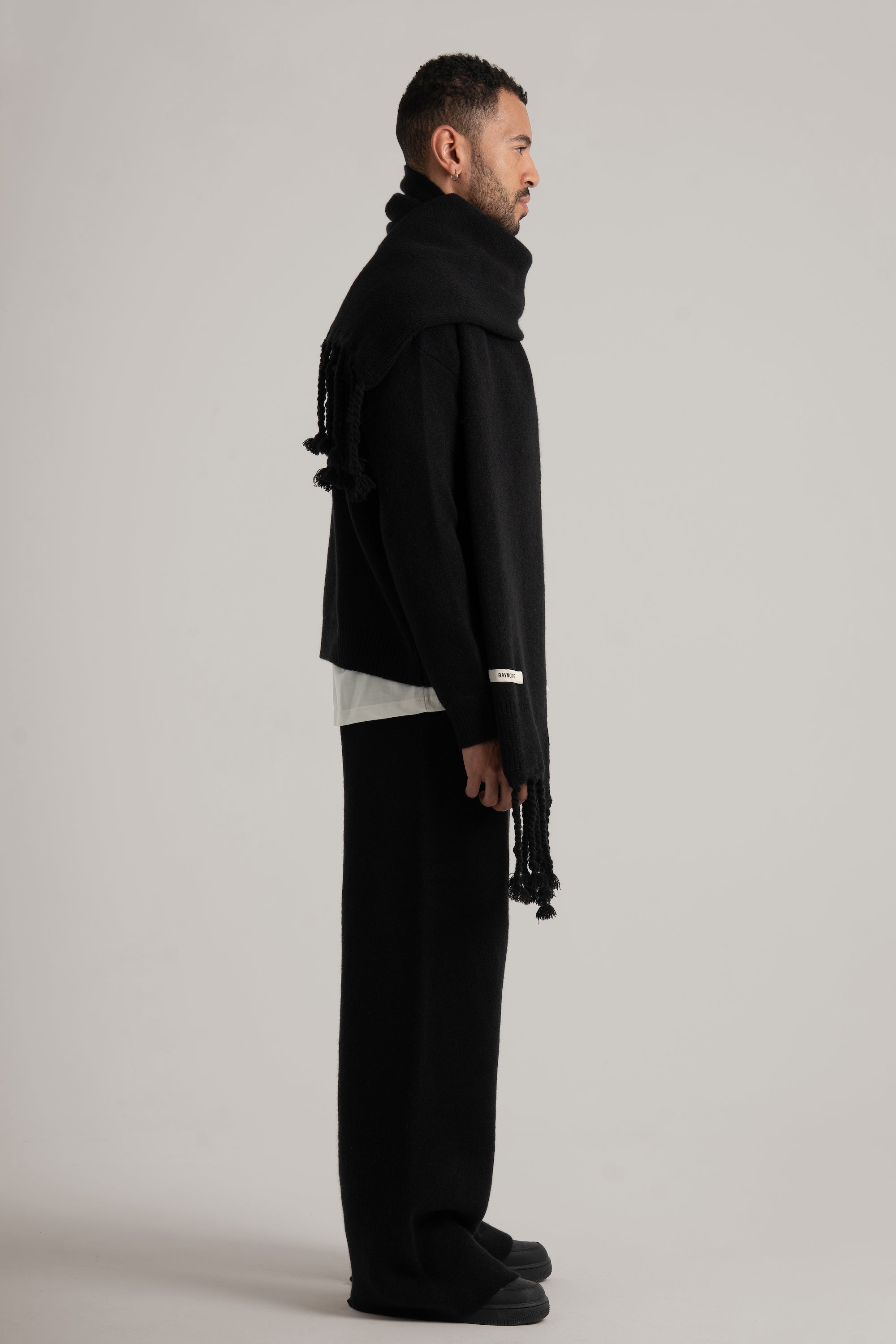 Black Braided Wide Scarf