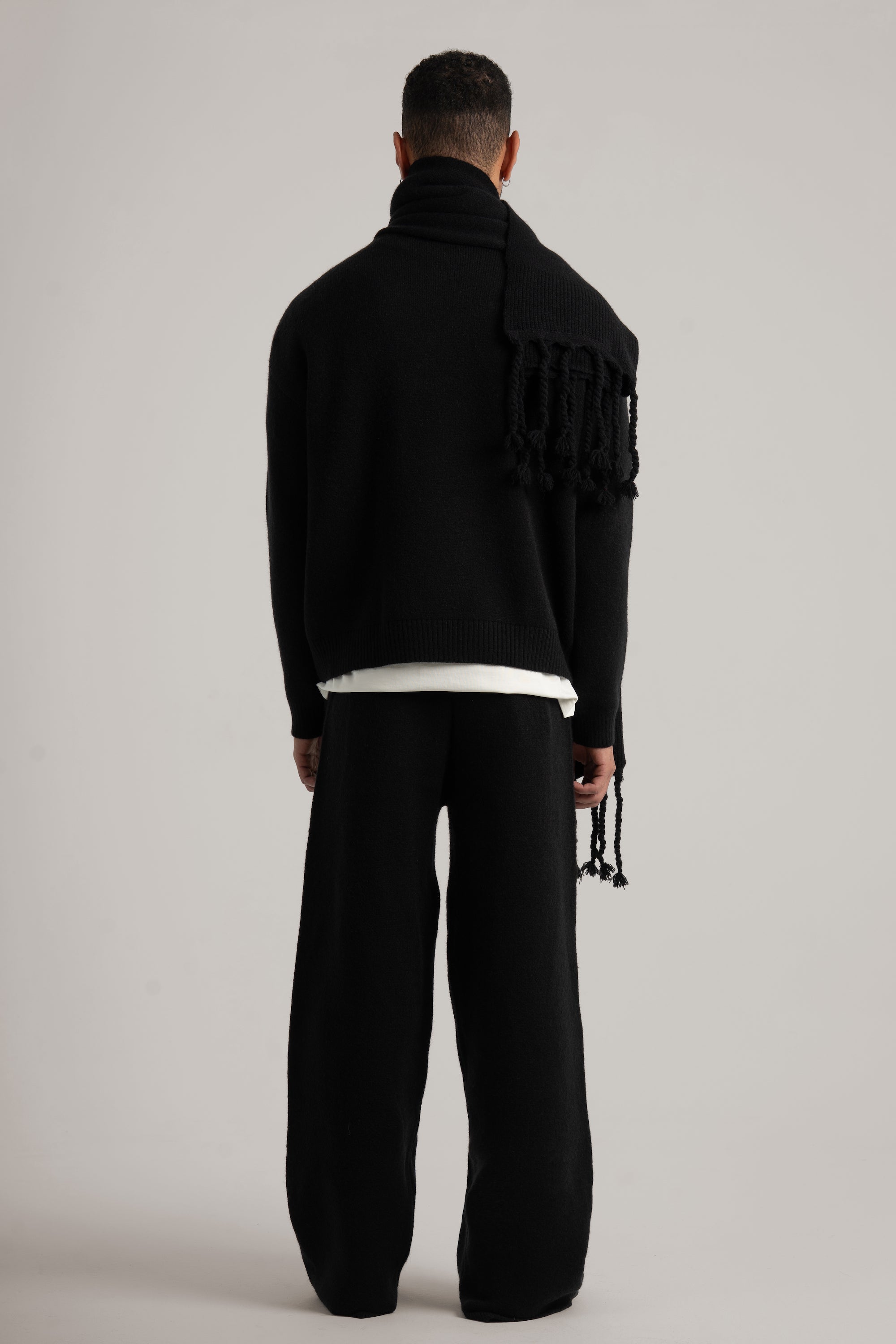 Black Braided Wide Scarf