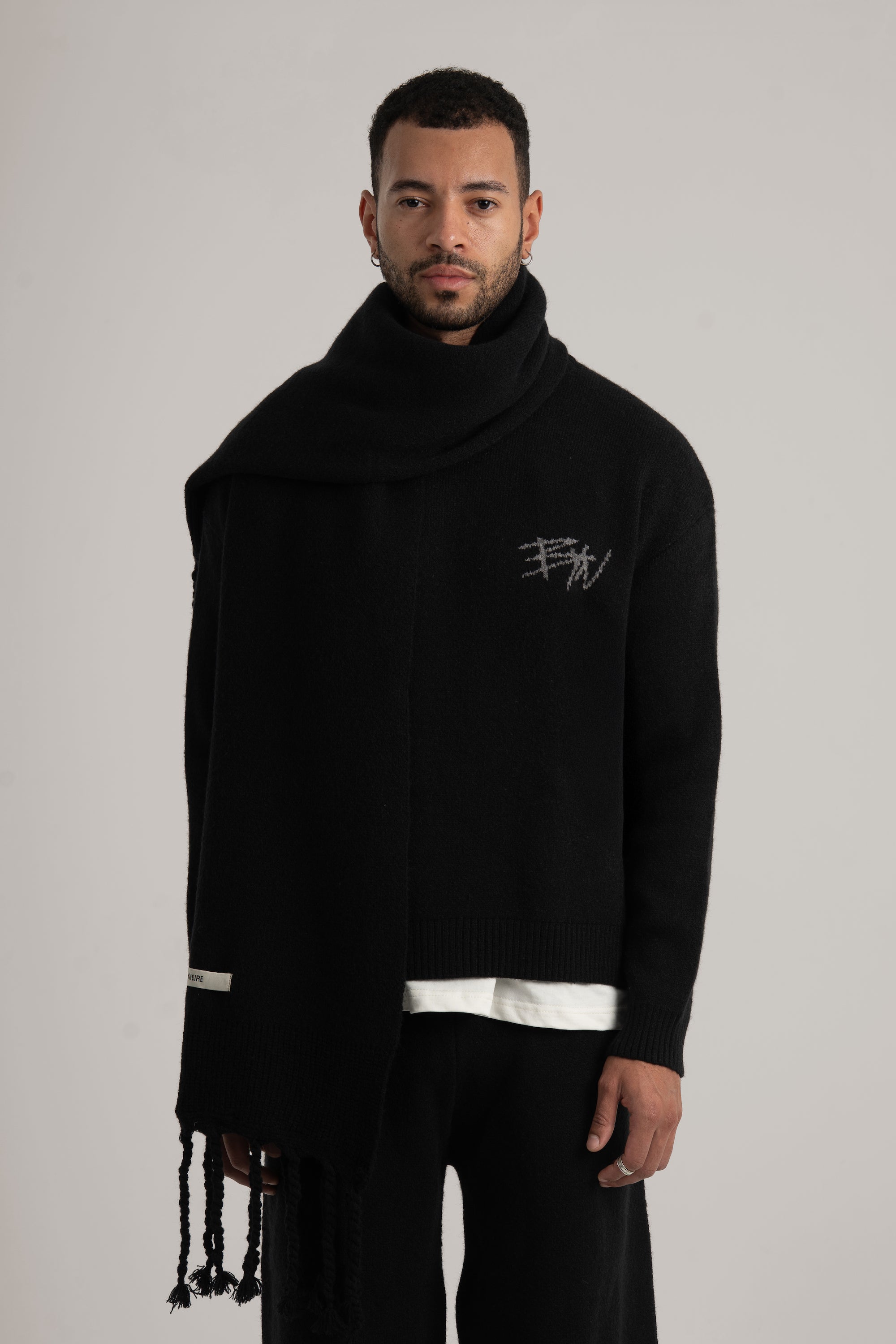 Black Braided Wide Scarf