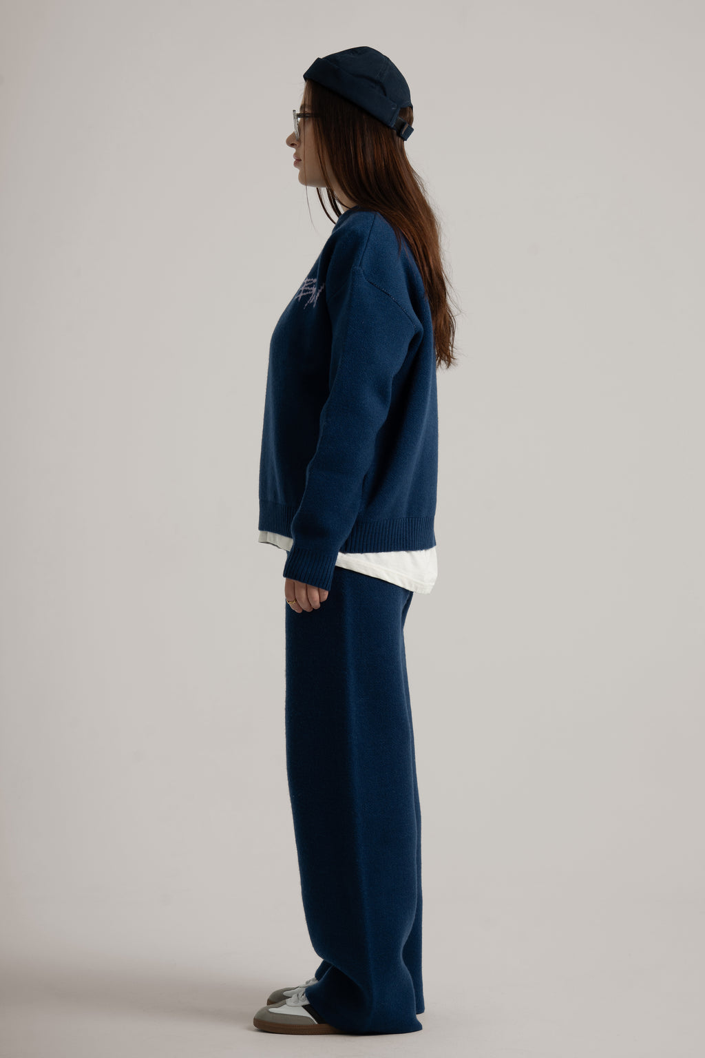 Navy Knitted BYN Emblem Pants