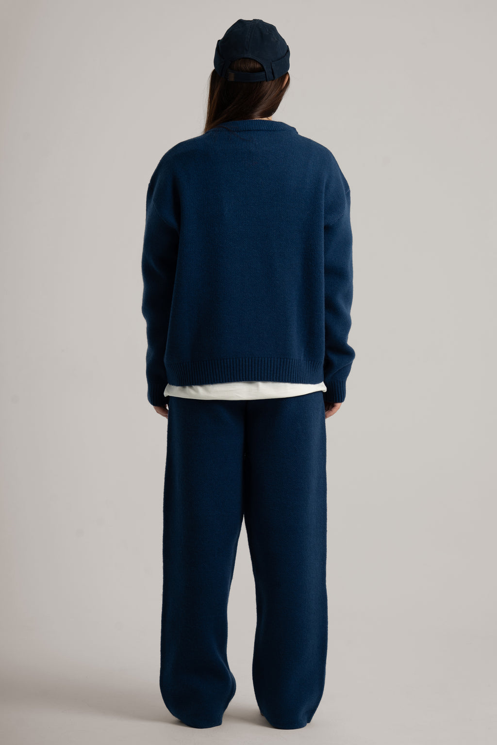 Navy Knitted BYN Emblem Pants