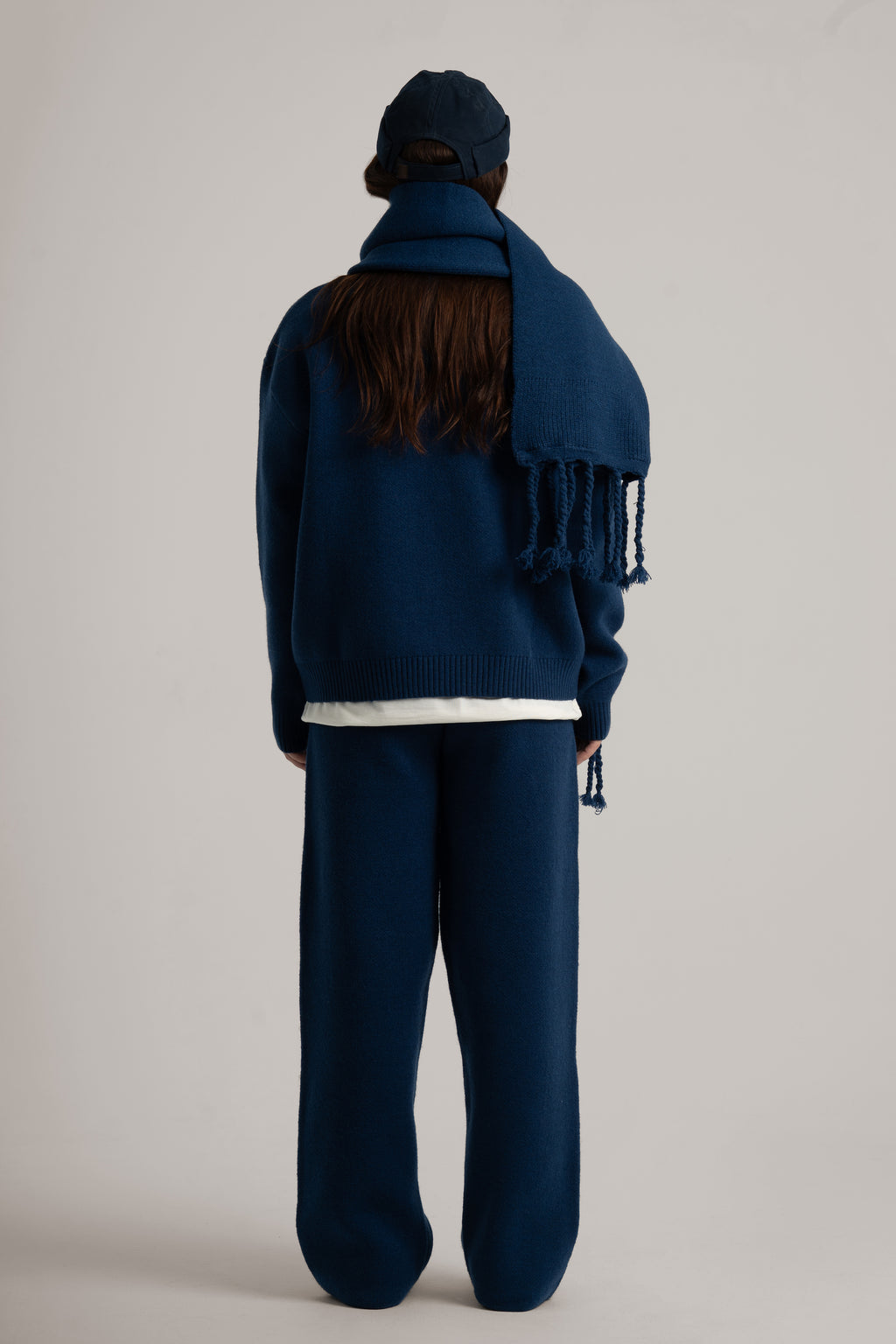 Navy Braided Wide Scarf