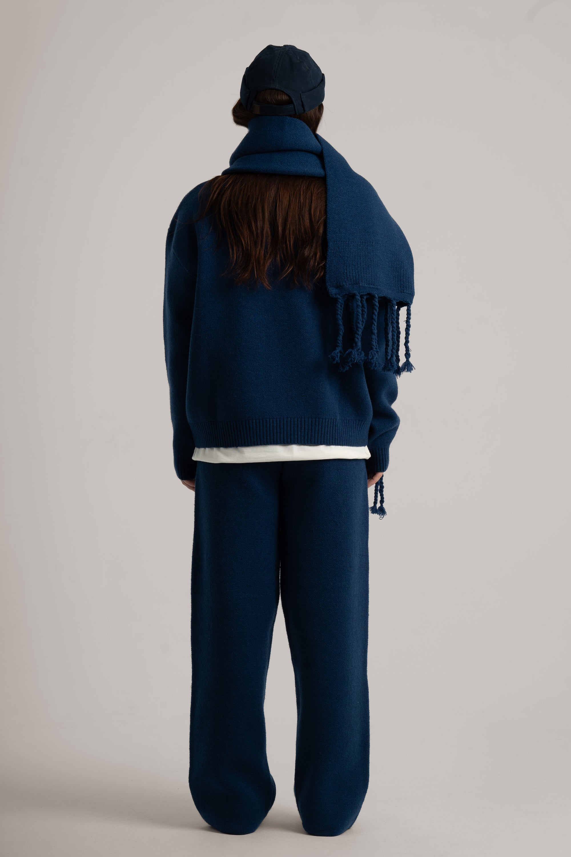 Navy Braided Wide Scarf