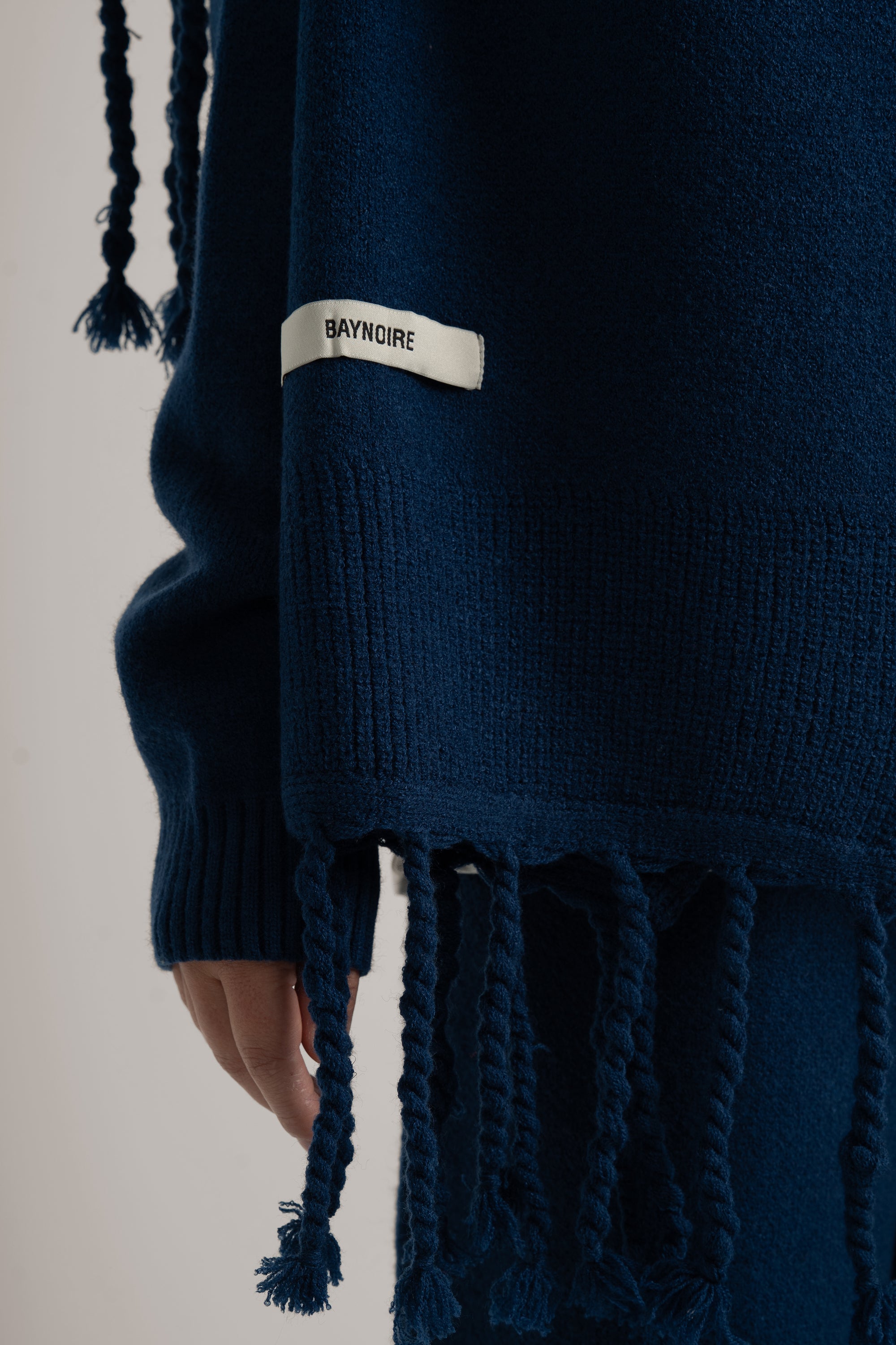 Navy Braided Wide Scarf