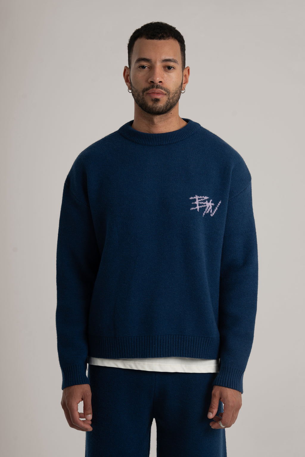 Navy Knitted BYN Emblem Sweatshirt