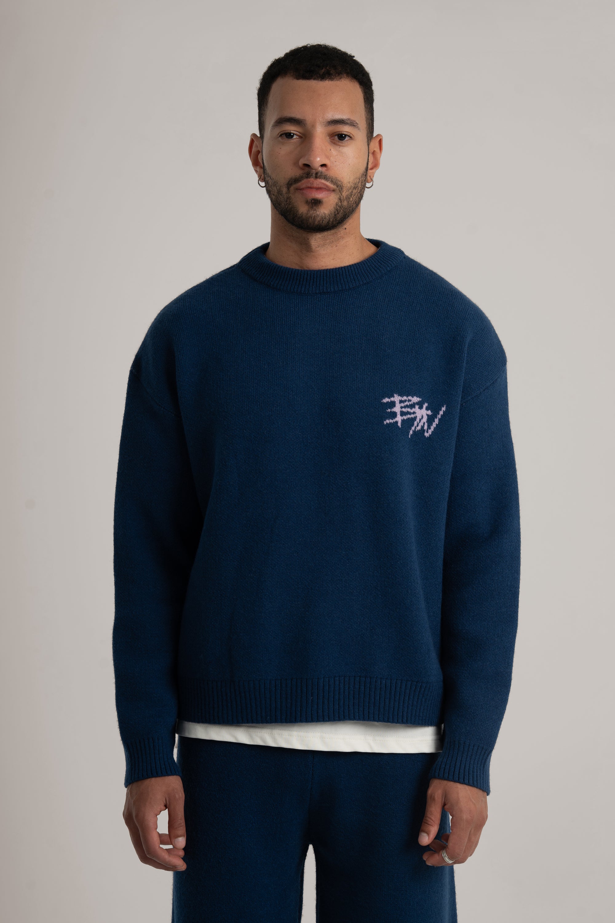 Navy Knitted BYN Emblem Sweatshirt
