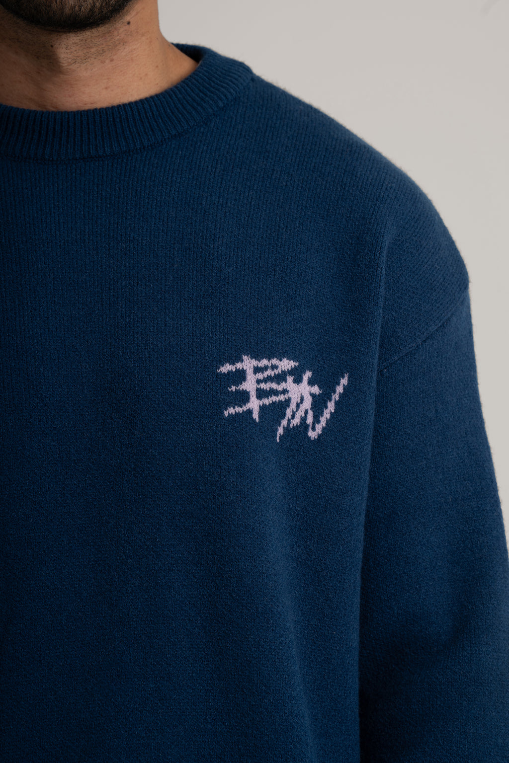 Navy Knitted BYN Emblem Sweatshirt