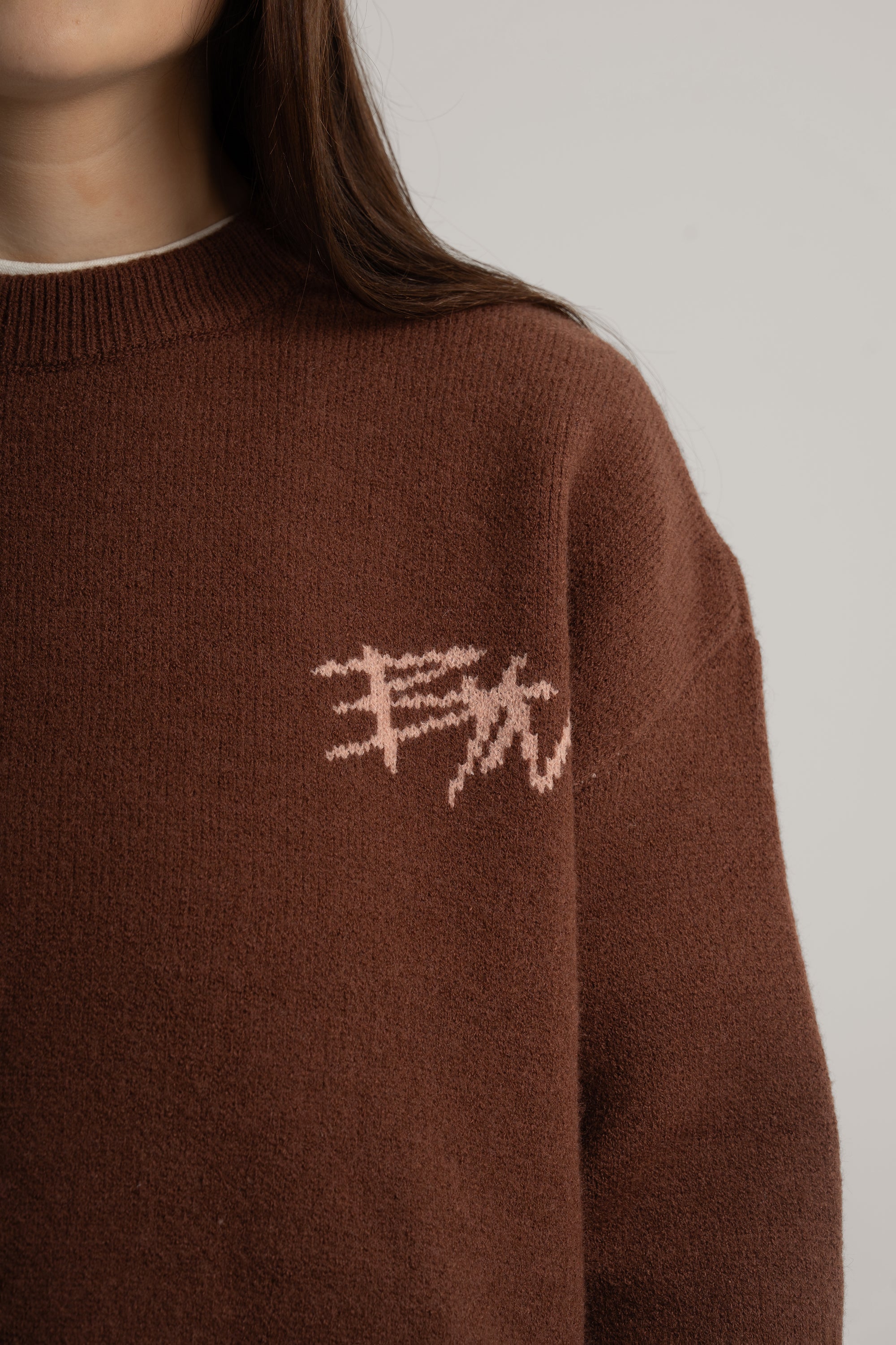 Brown Knitted BYN Emblem Sweatshirt