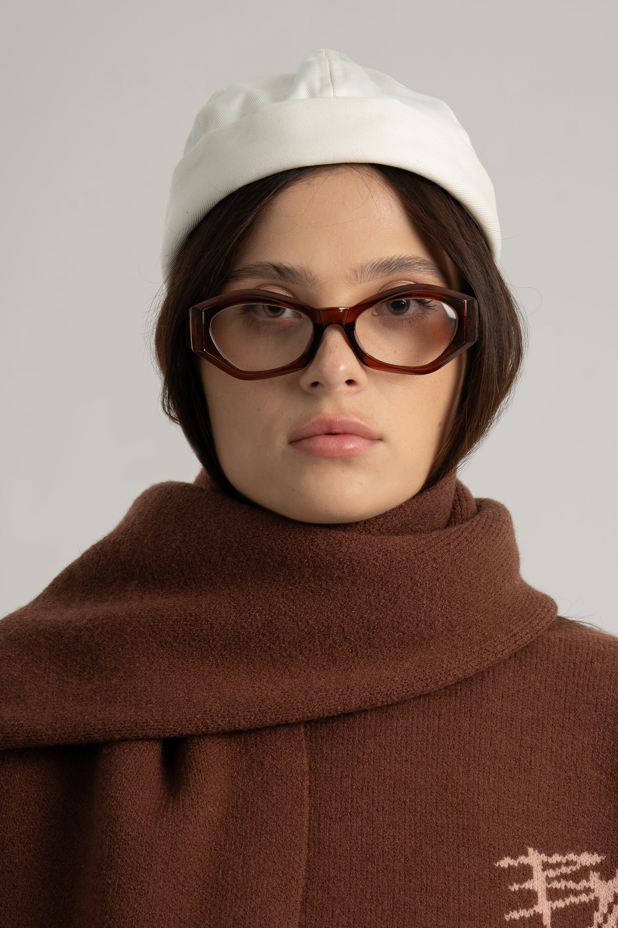 Brown Braided Wide Scarf