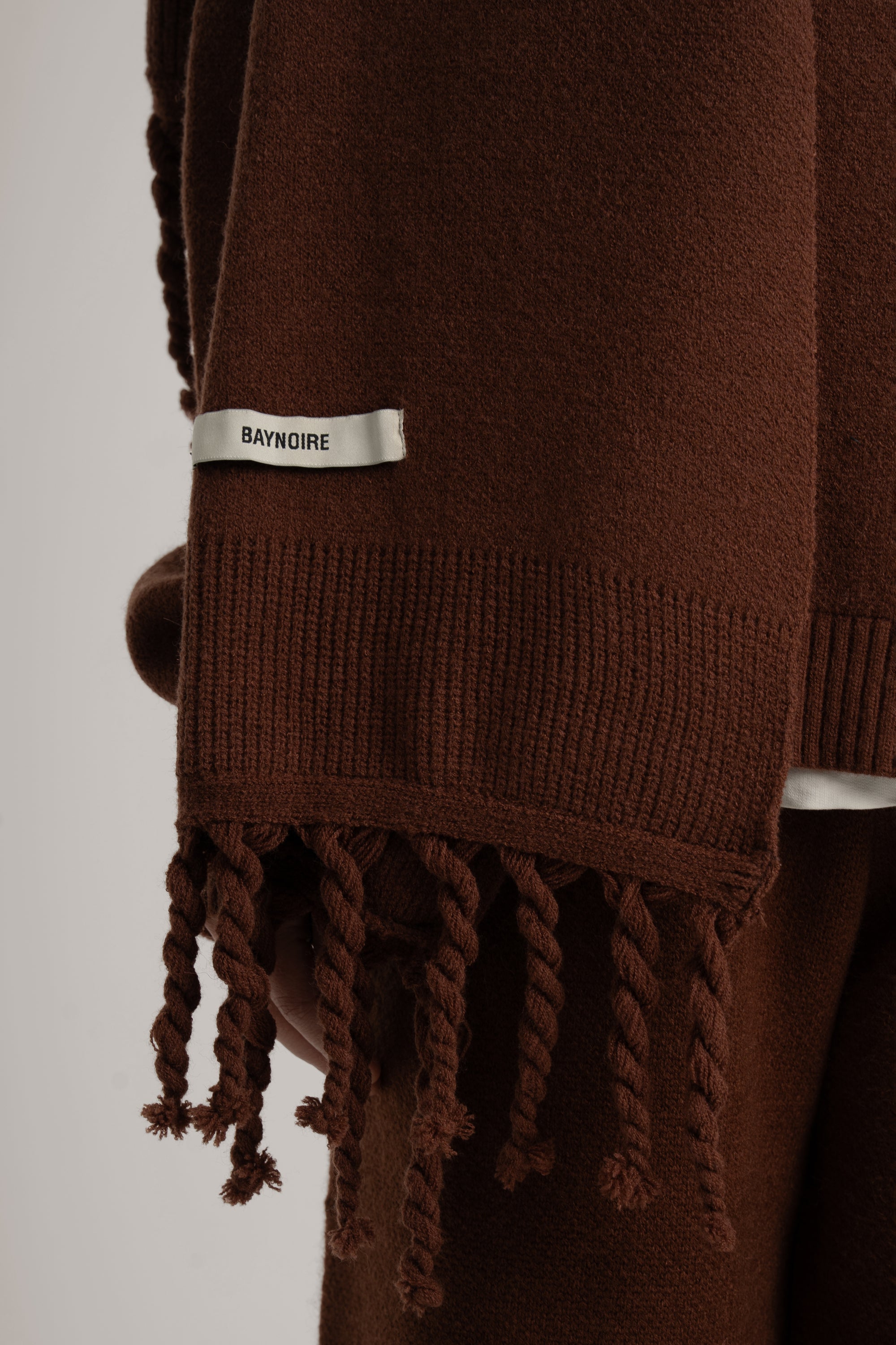 Brown Braided Wide Scarf