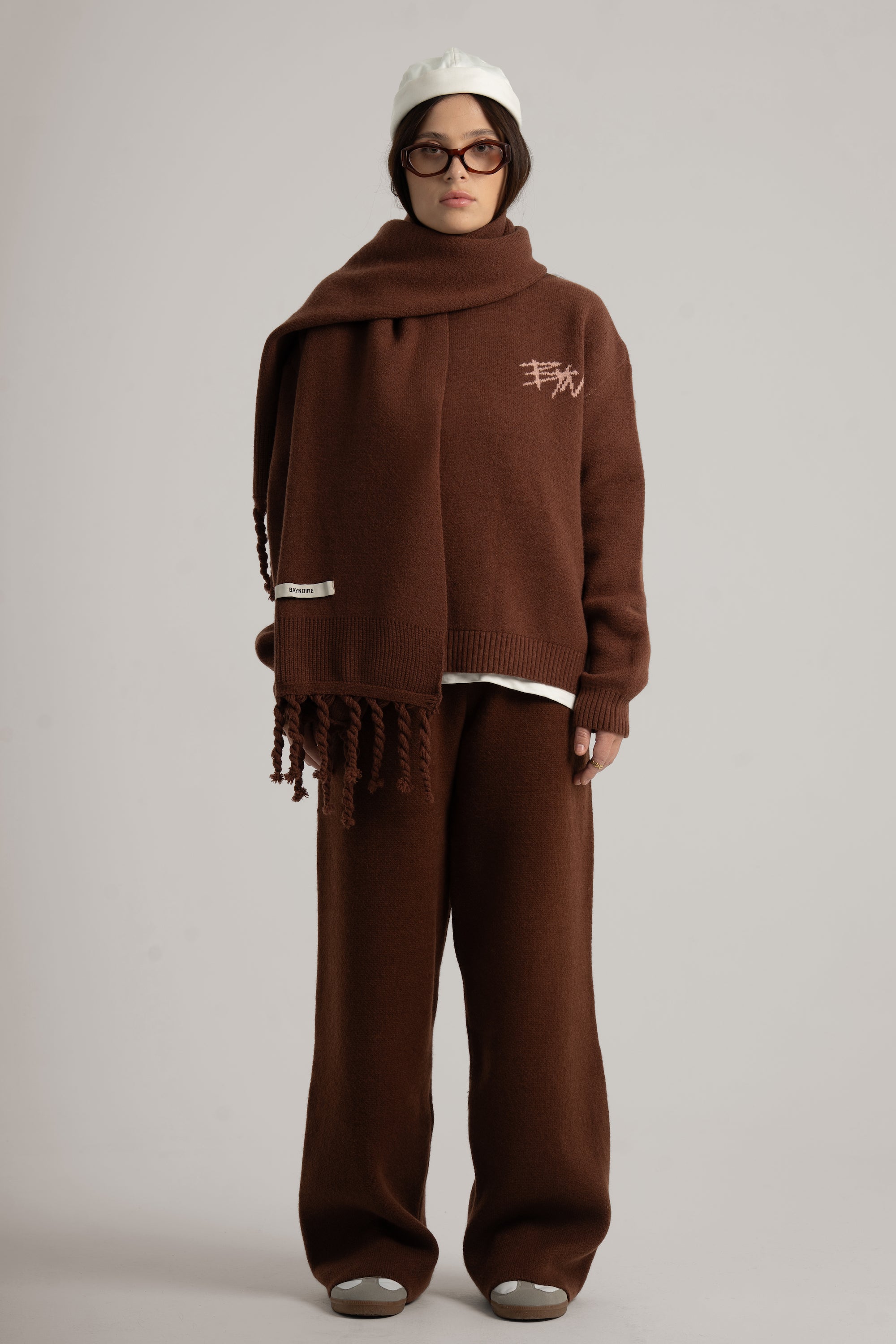 Brown Braided Wide Scarf