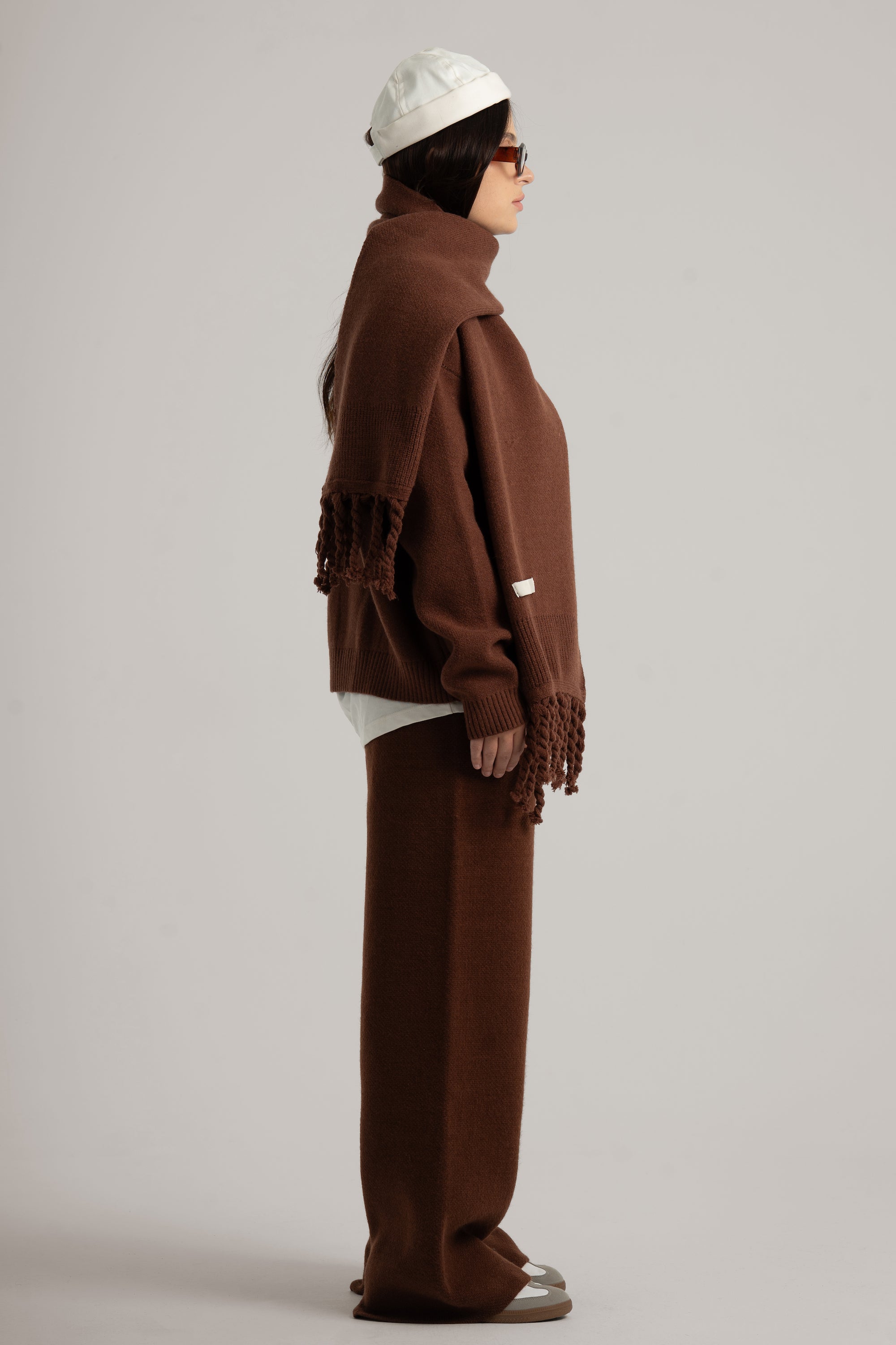 Brown Braided Wide Scarf