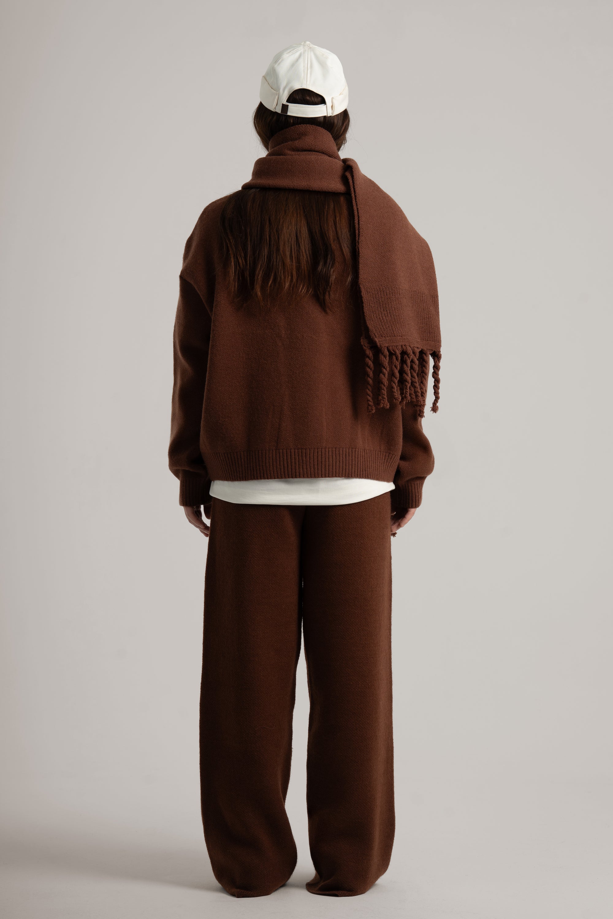 Brown Braided Wide Scarf