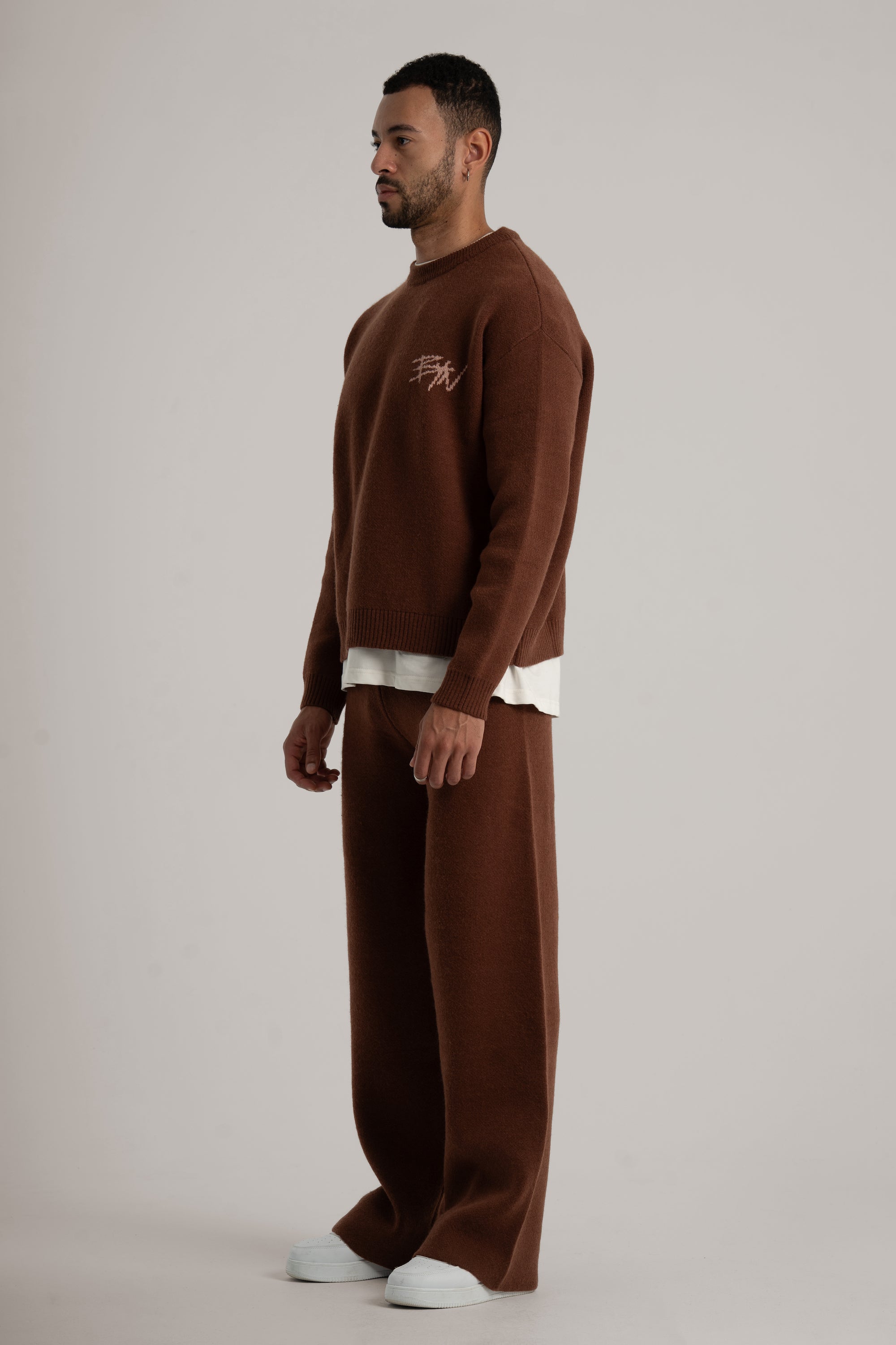 Brown Knitted BYN Emblem Sweatshirt