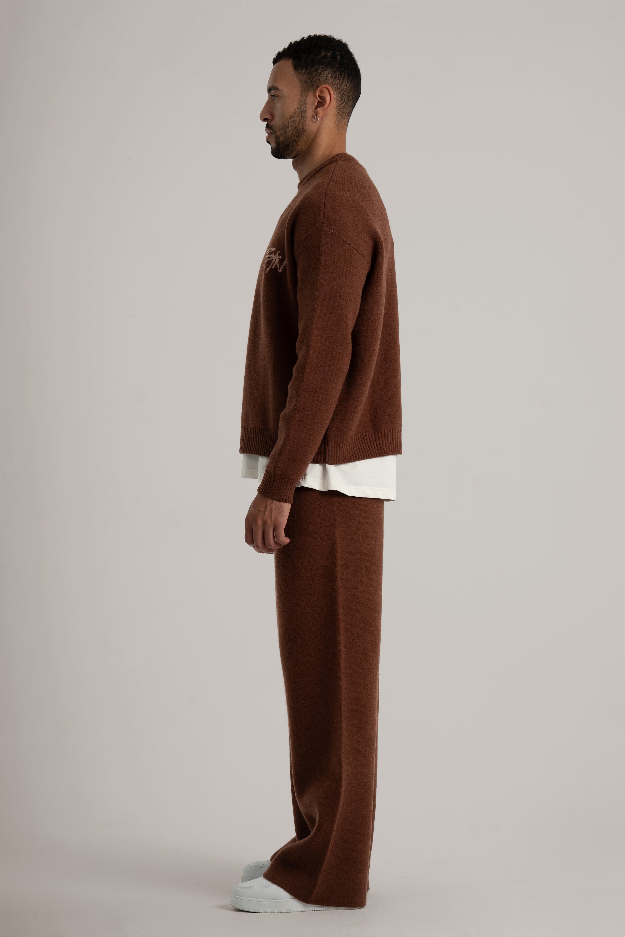 Brown Knitted BYN Emblem Sweatshirt