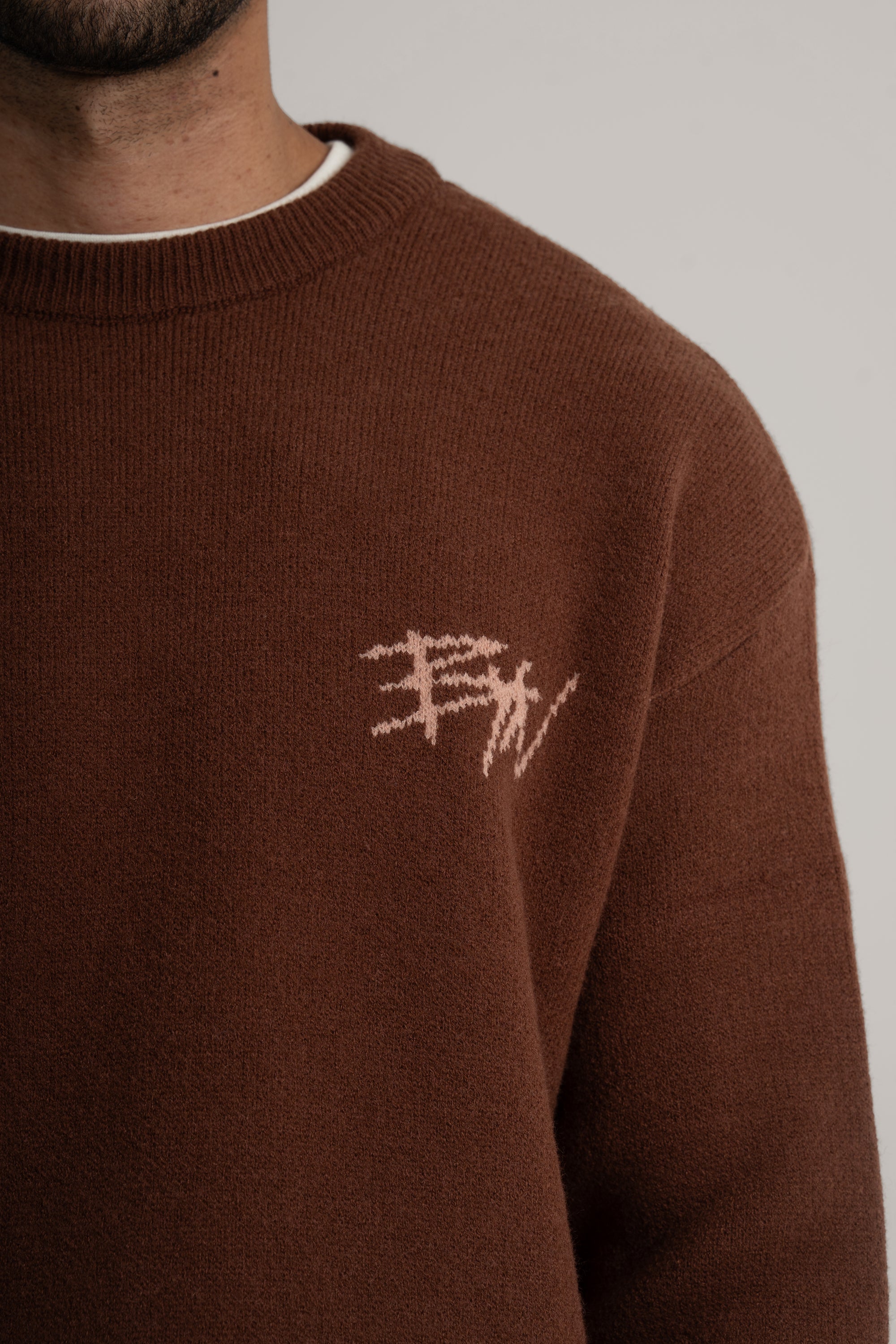 Brown Knitted BYN Emblem Sweatshirt