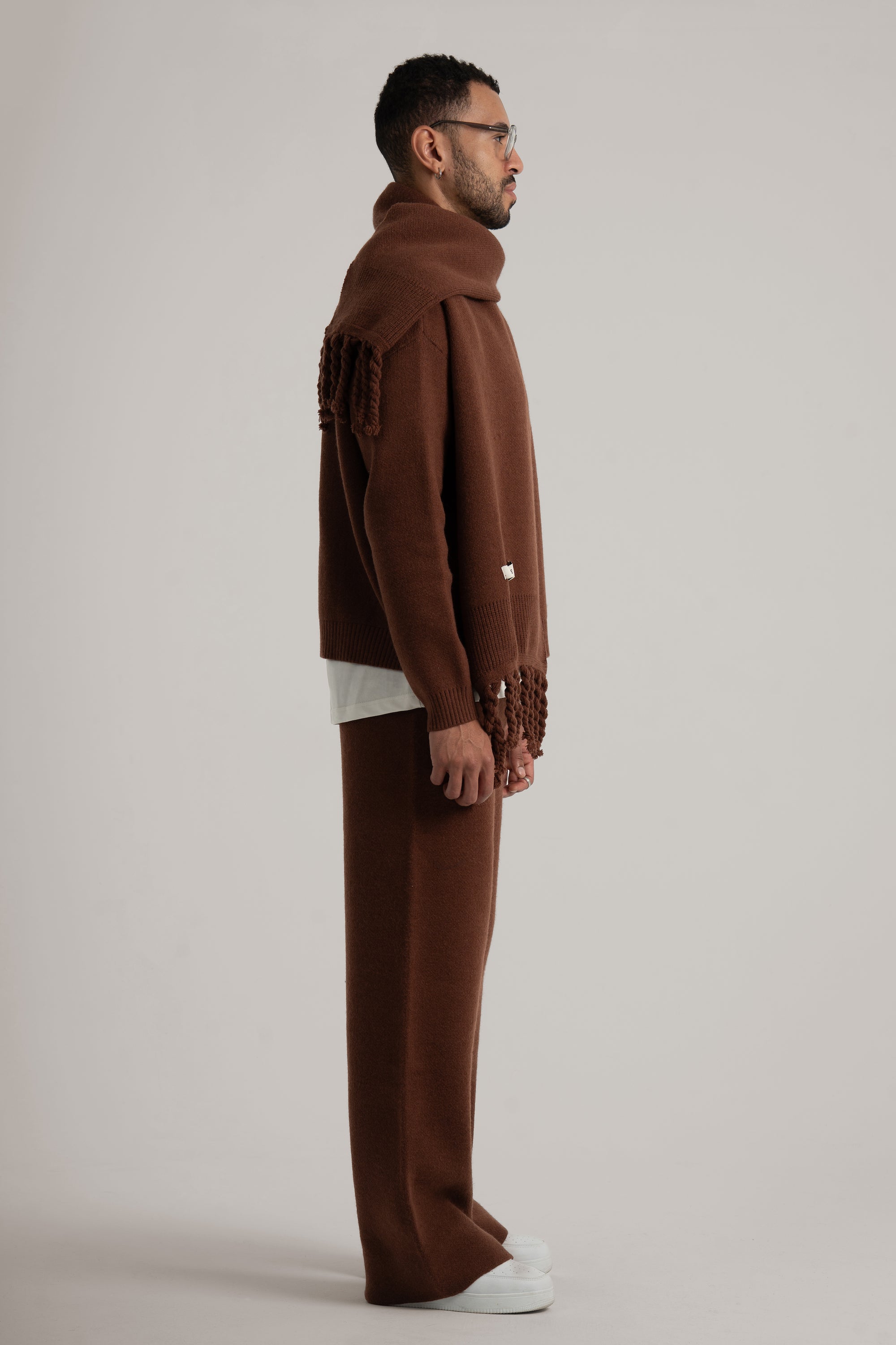 Brown Braided Wide Scarf