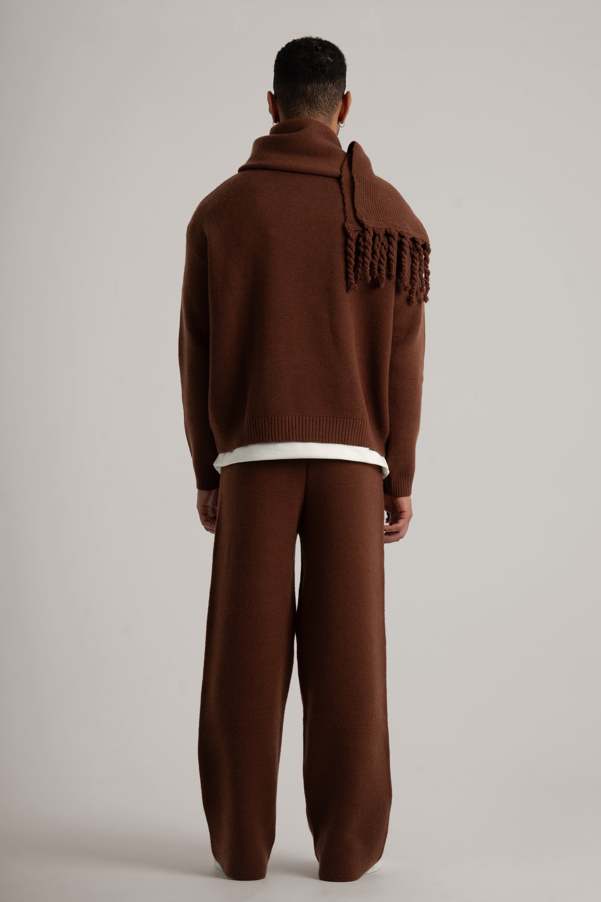 Brown Braided Wide Scarf