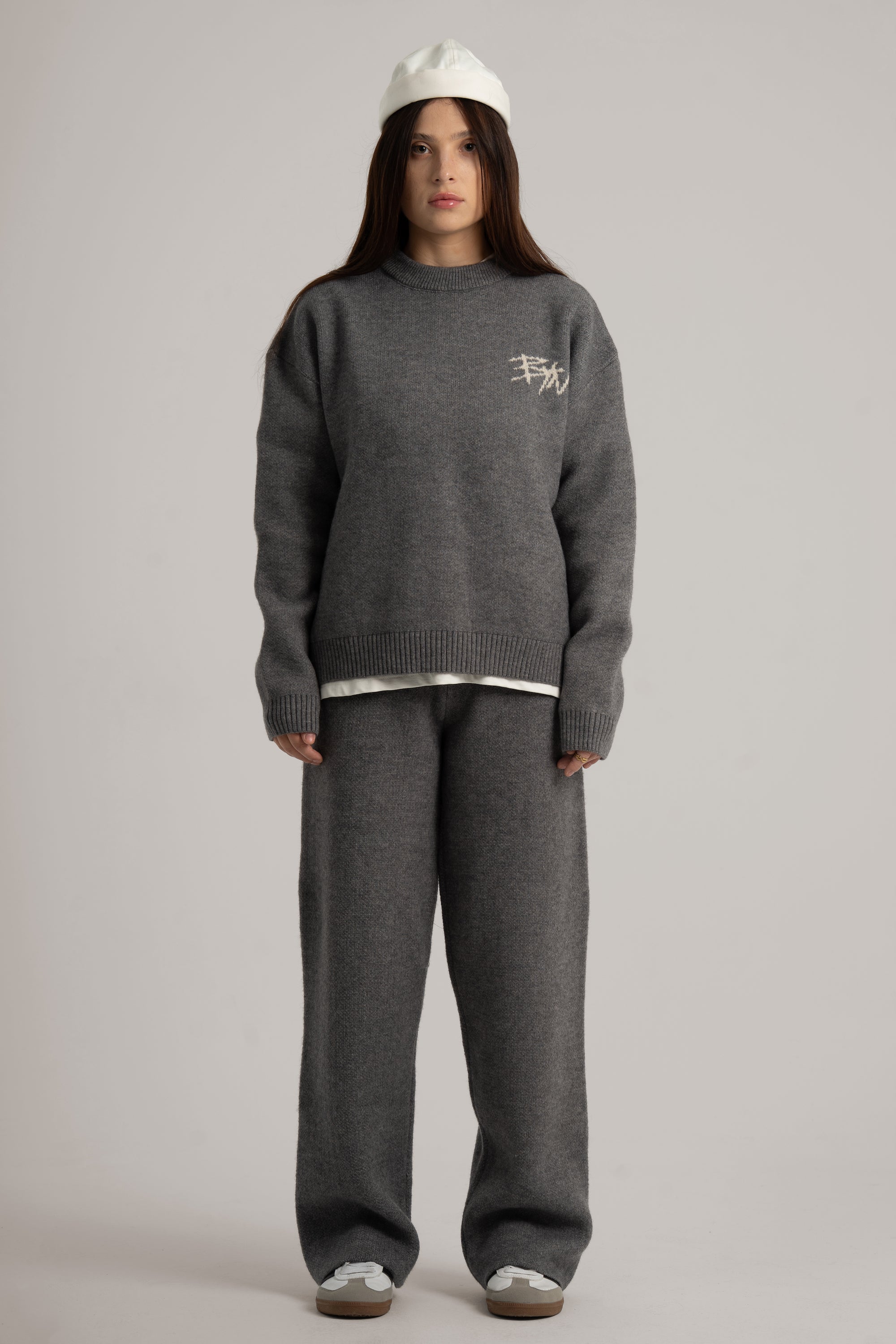 Grey Knitted BYN Emblem Sweatshirt