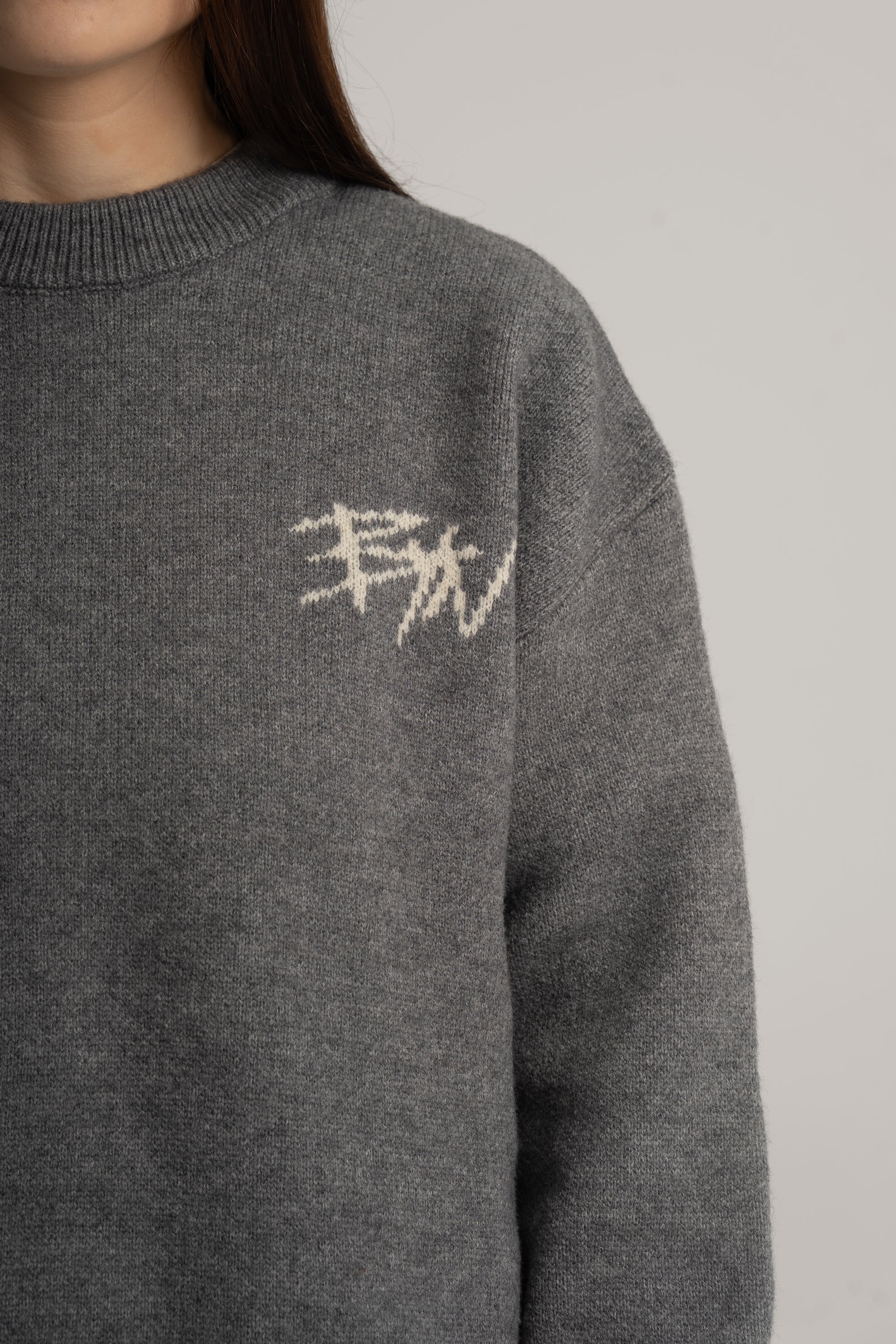 Grey Knitted BYN Emblem Sweatshirt