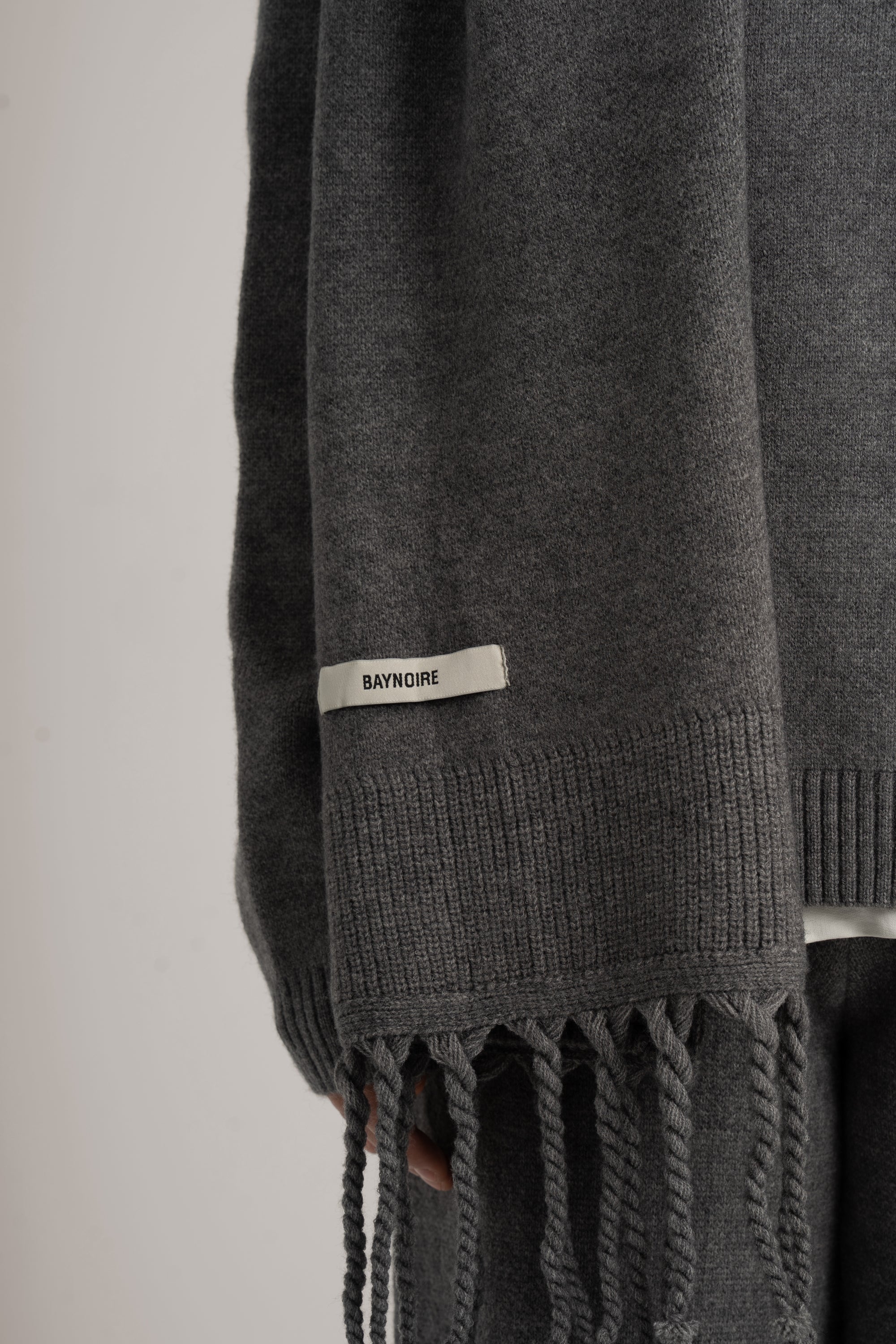 Grey Braided Wide Scarf