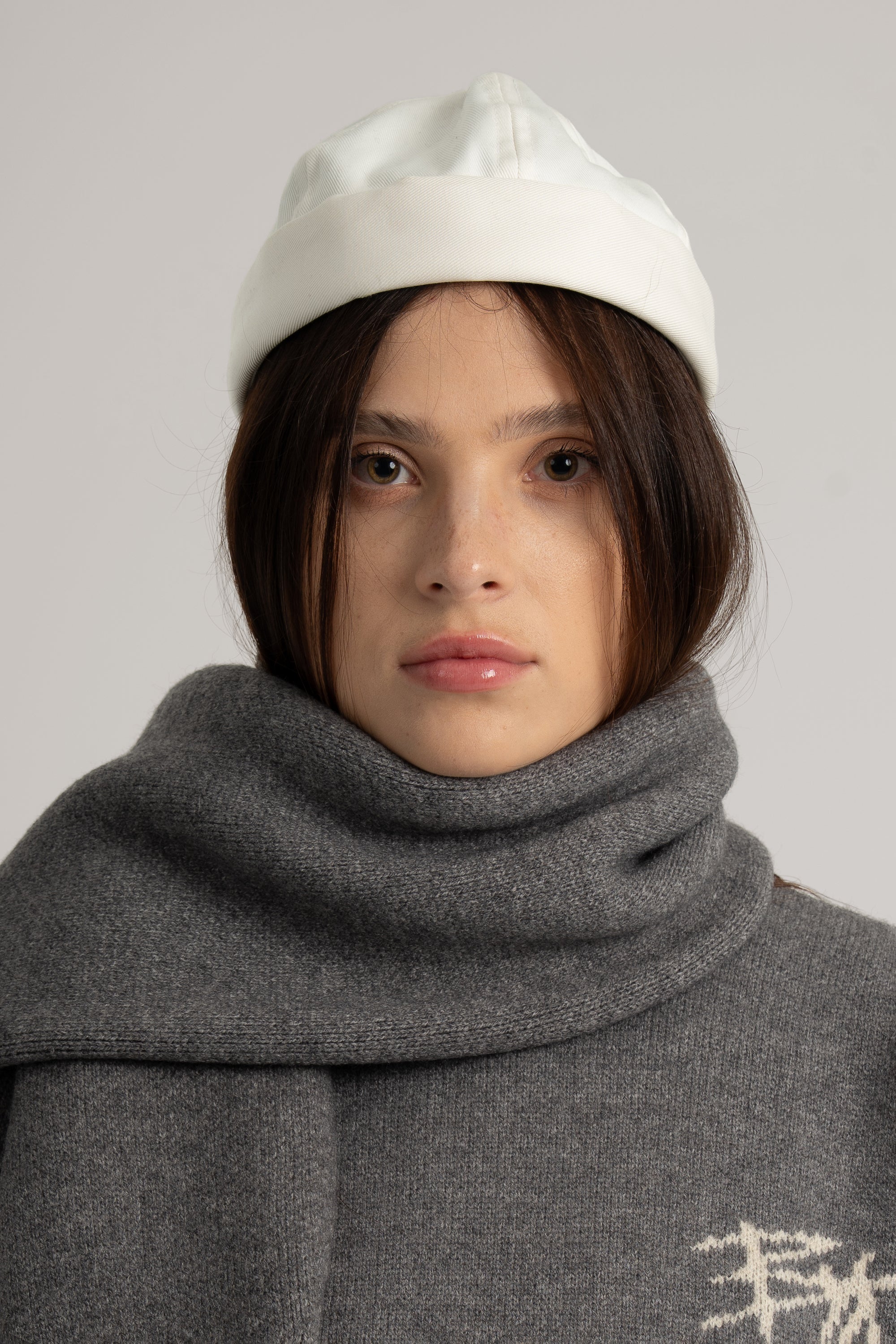 Grey Braided Wide Scarf