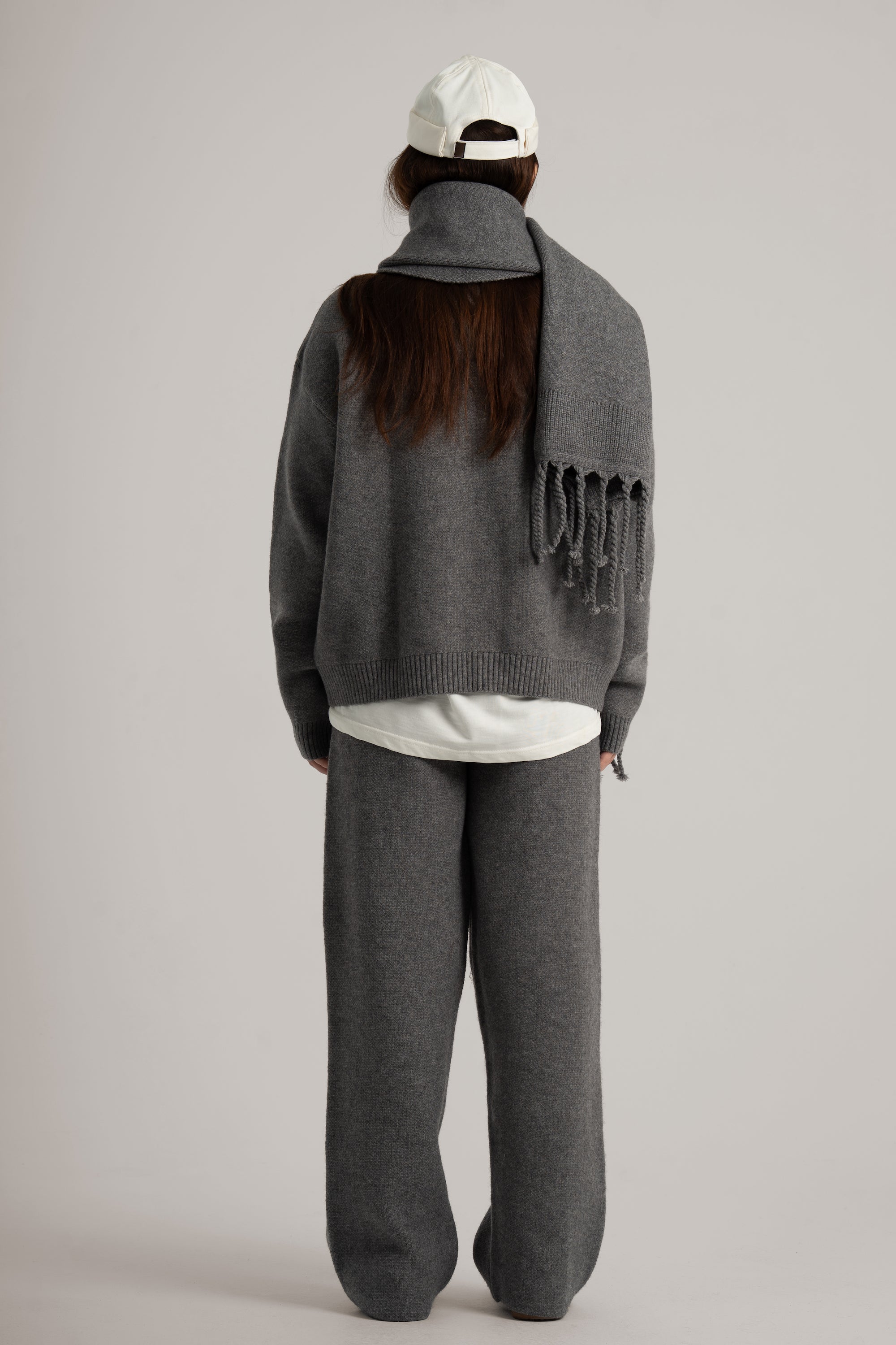 Grey Braided Wide Scarf