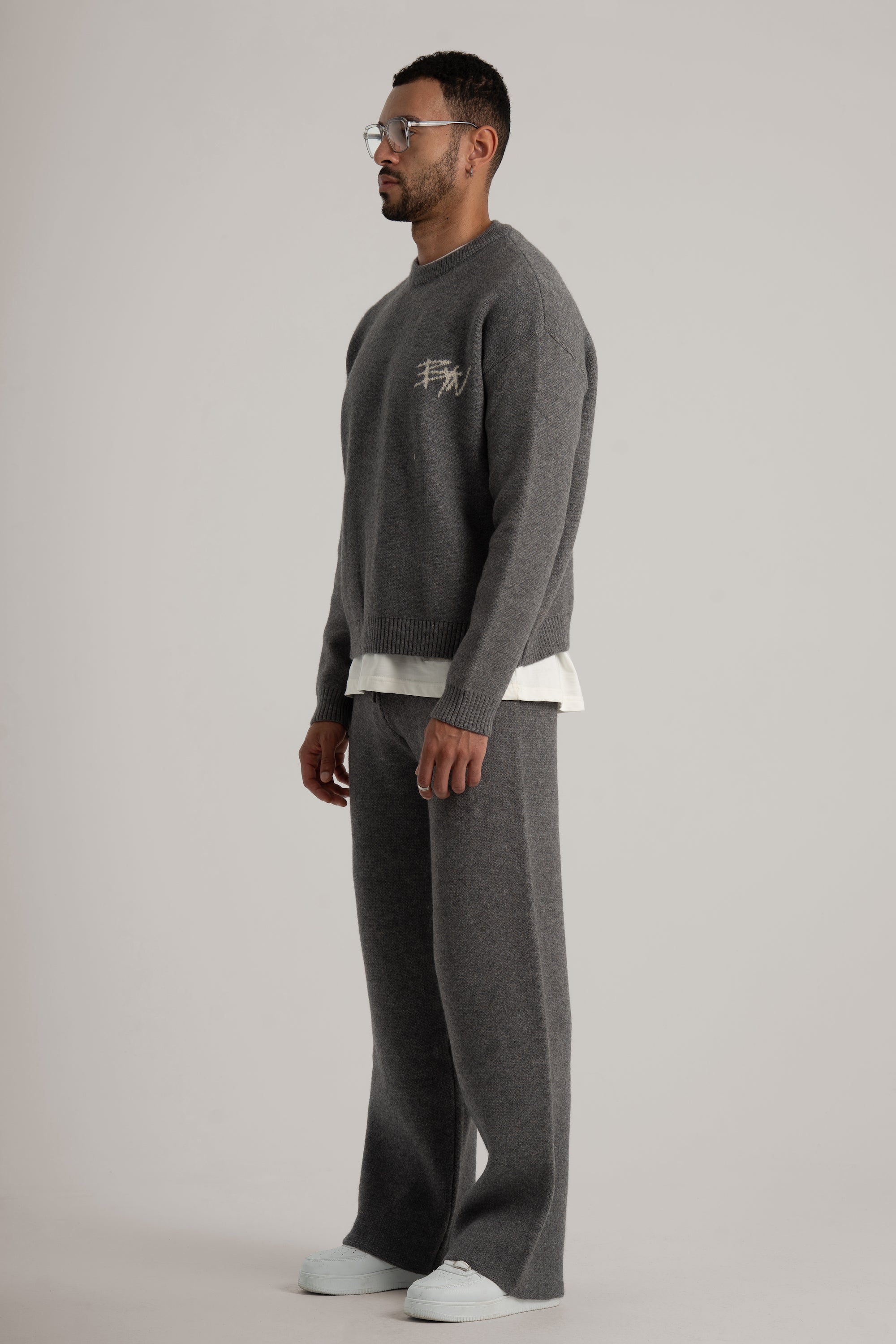 Grey Knitted BYN Emblem Sweatshirt