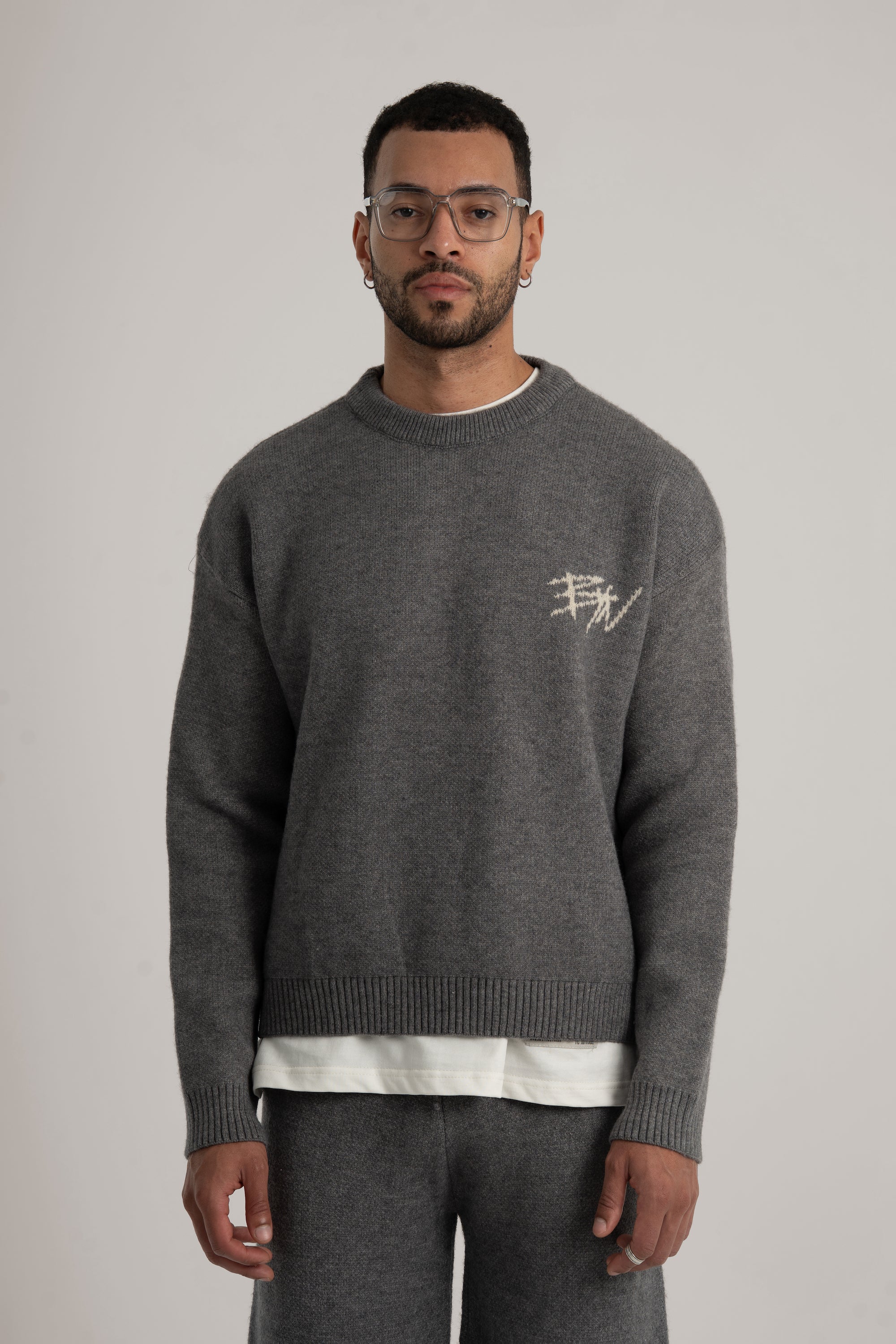 Grey Knitted BYN Emblem Sweatshirt