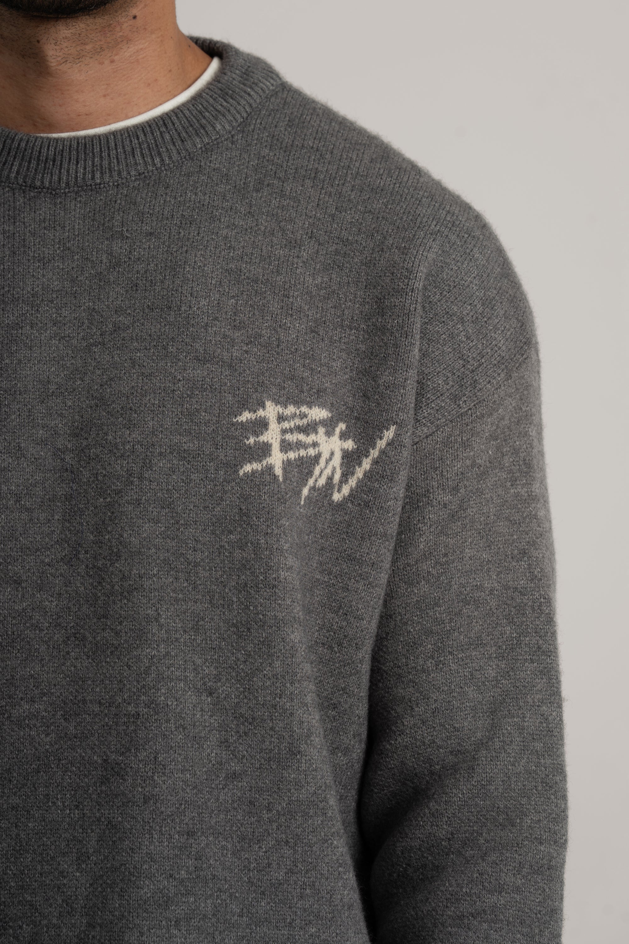 Grey Knitted BYN Emblem Sweatshirt