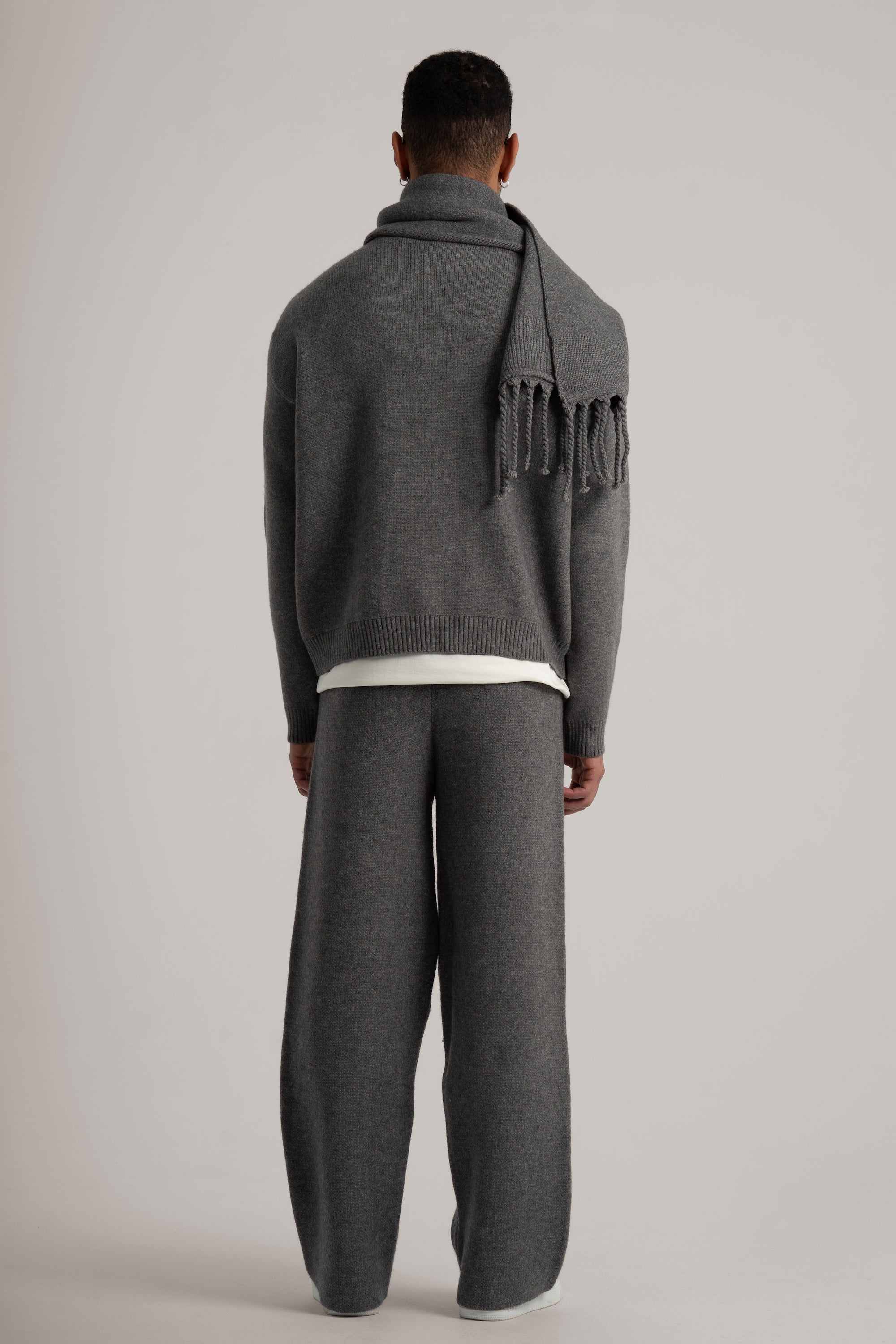 Grey Braided Wide Scarf