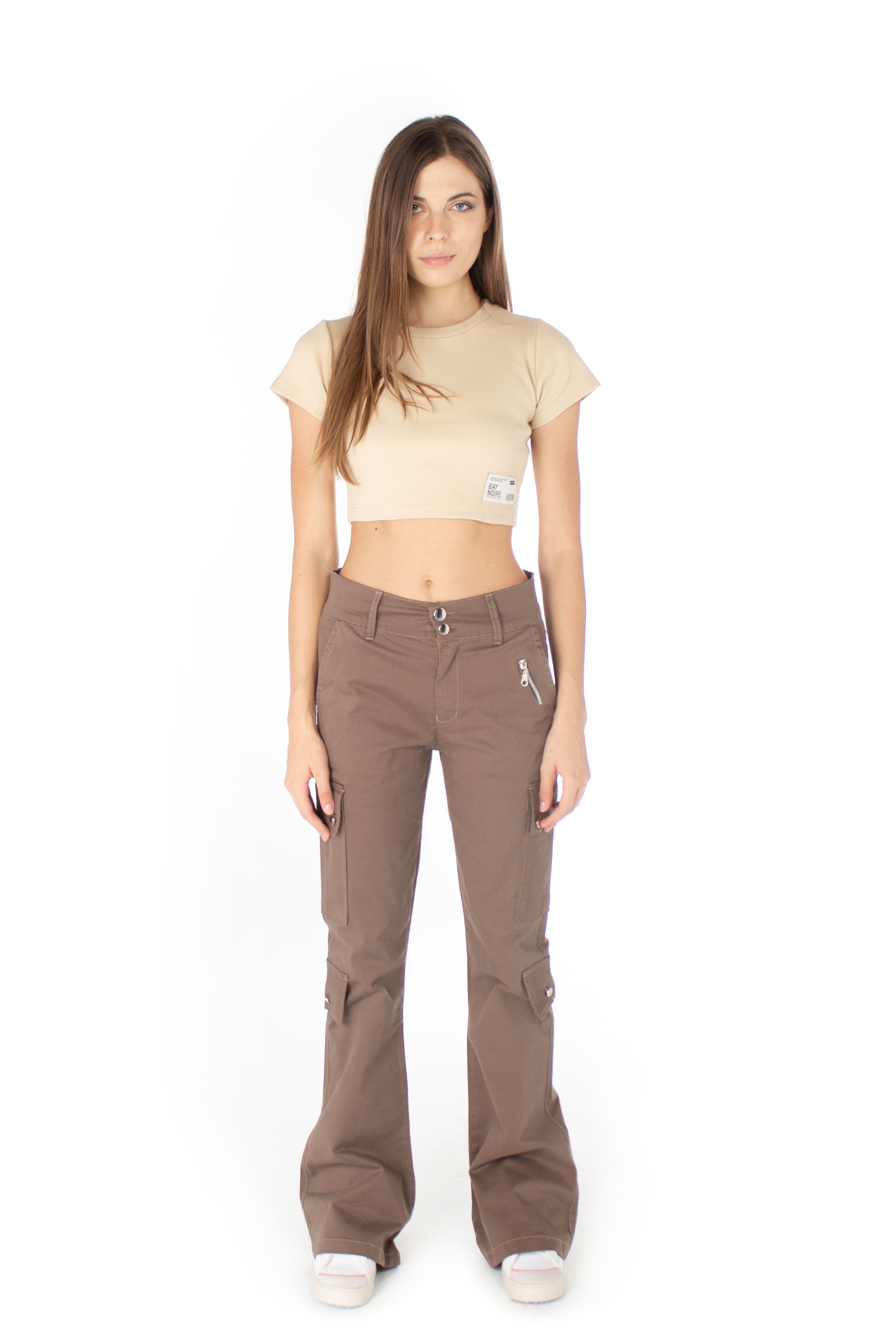 Brown Wide Leg Cargo Pants