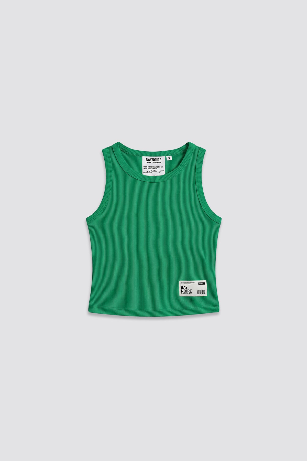 Green Ribbed Cropped Tank Top