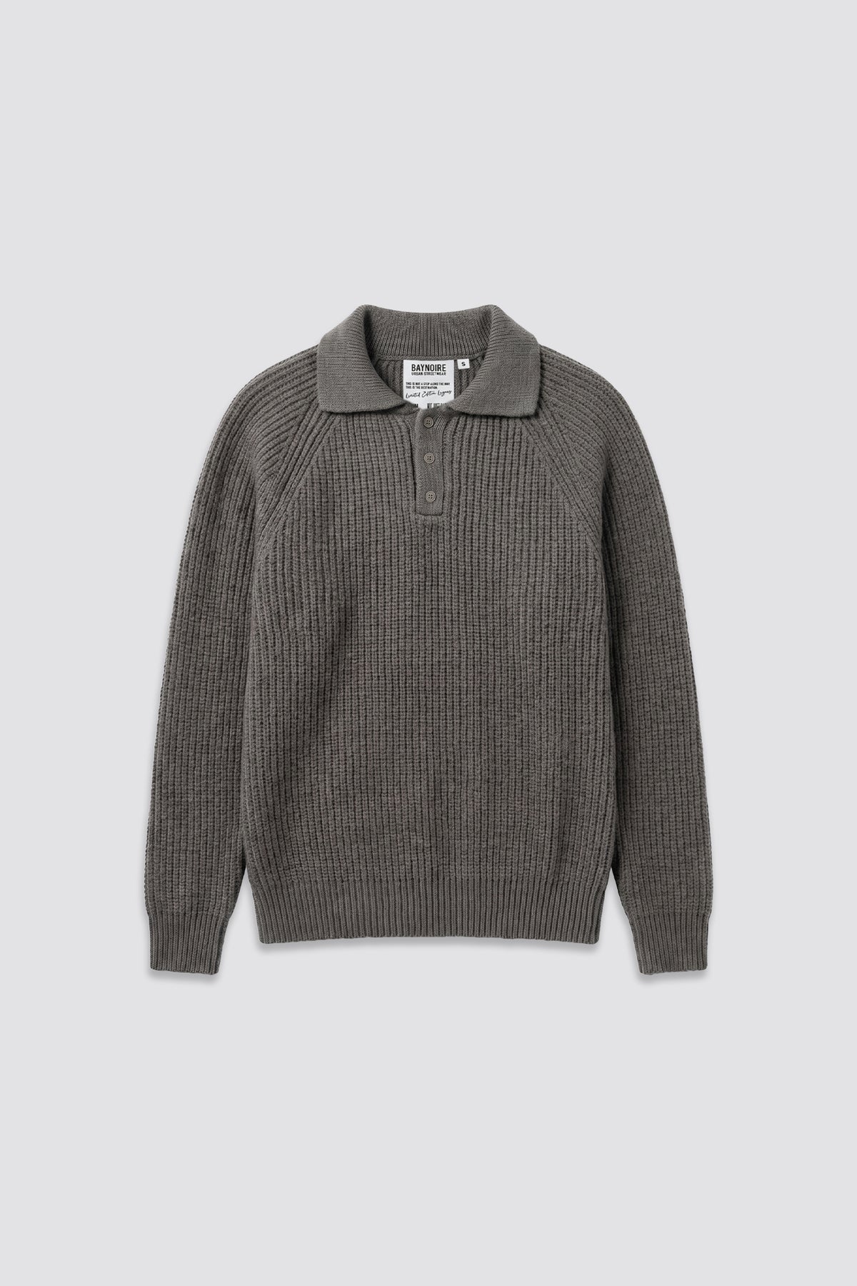 Dark Grey Ribbed Polo Knitted