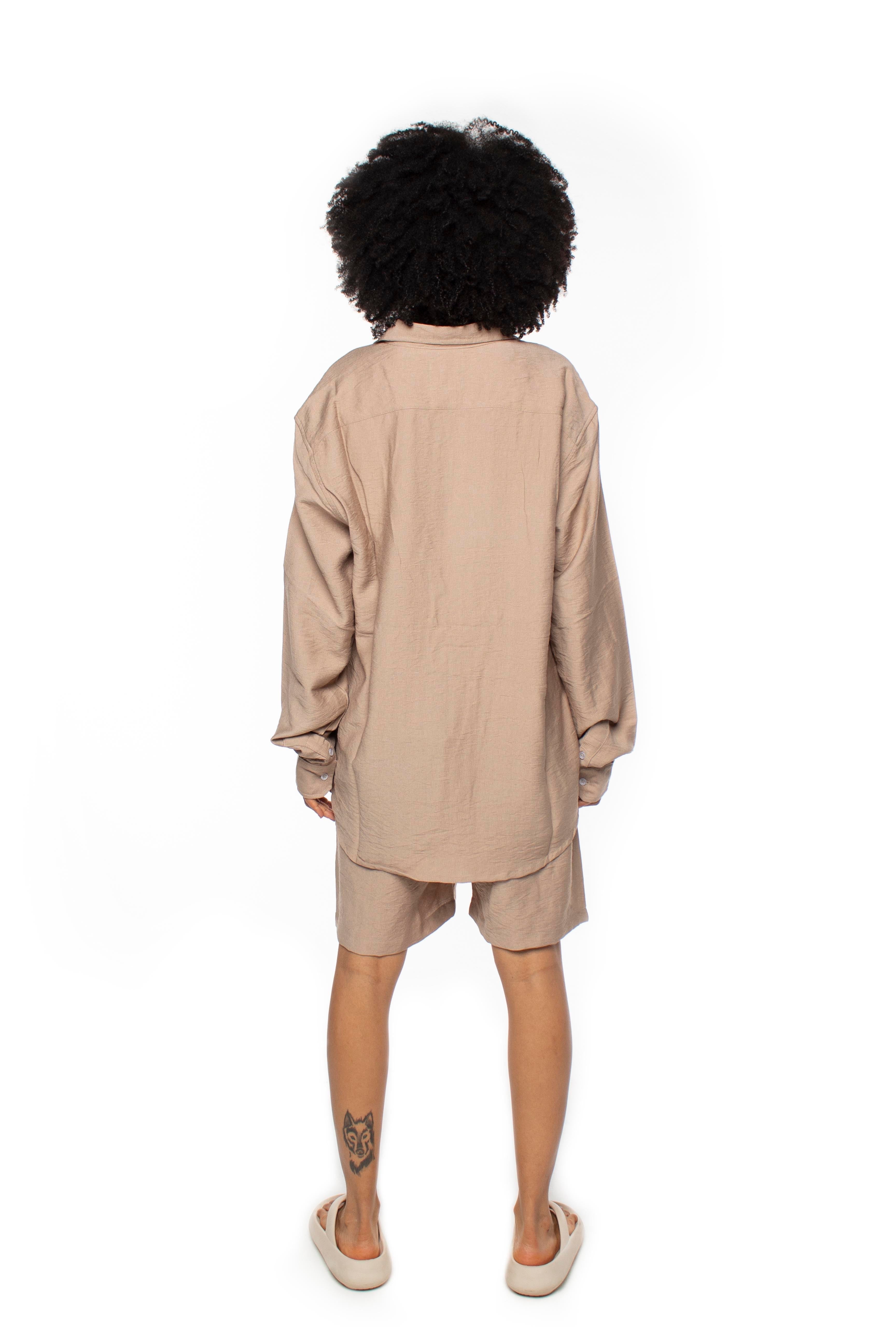 Brown Oversized Linen Shirt V2