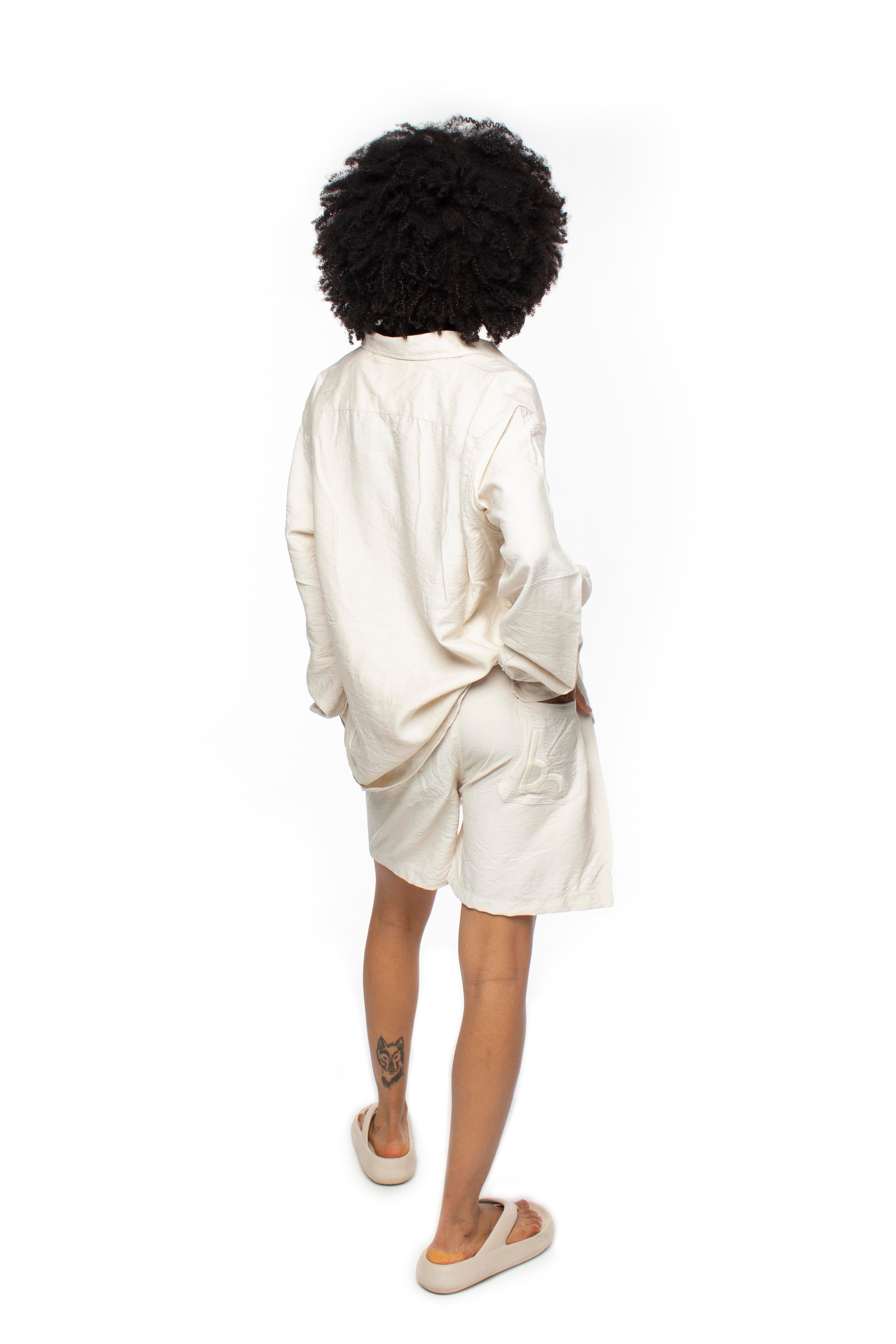 Light Beige Oversized Linen Shirt V2