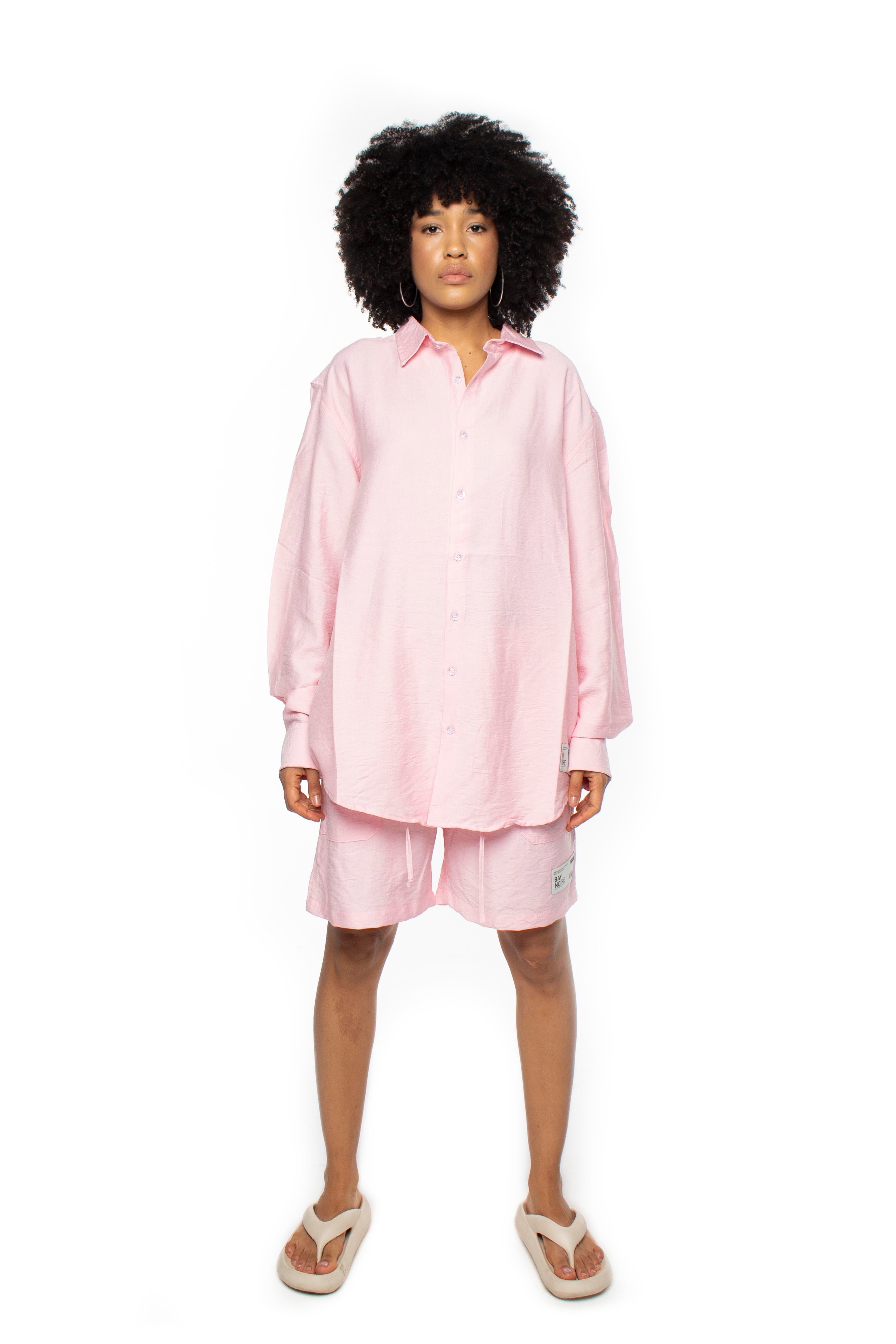 Pink Oversized Linen Shirt V2