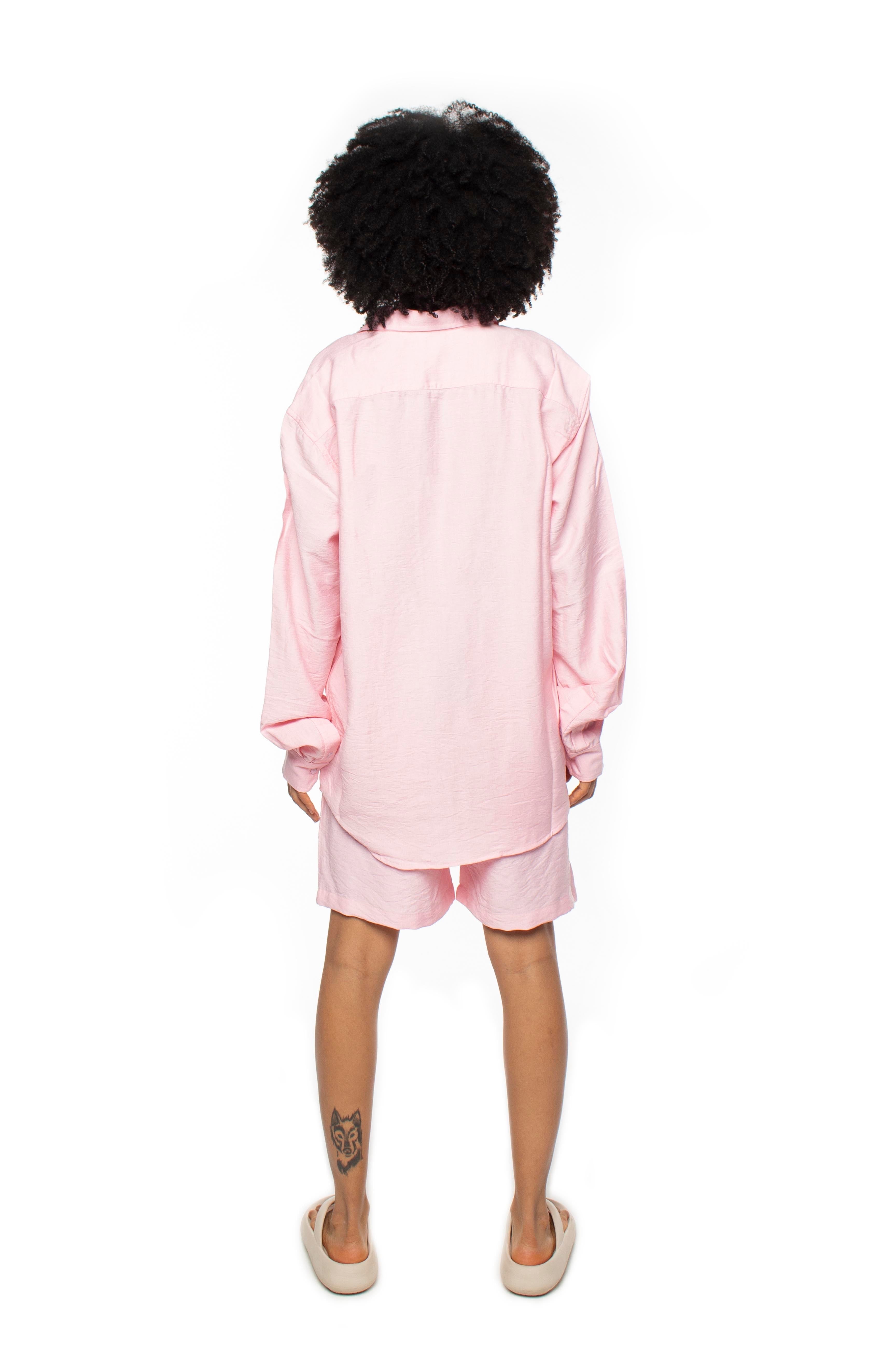 Pink Oversized Linen Shirt V2