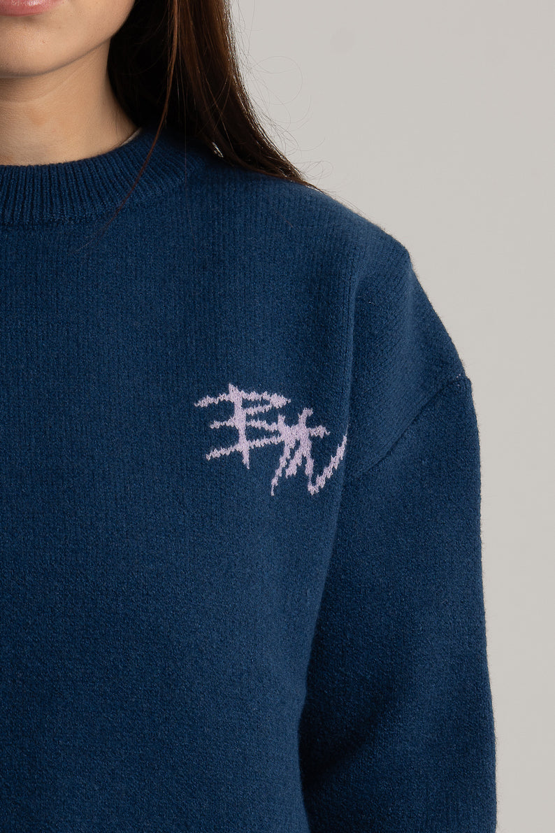 Navy Knitted BYN Emblem Sweatshirt