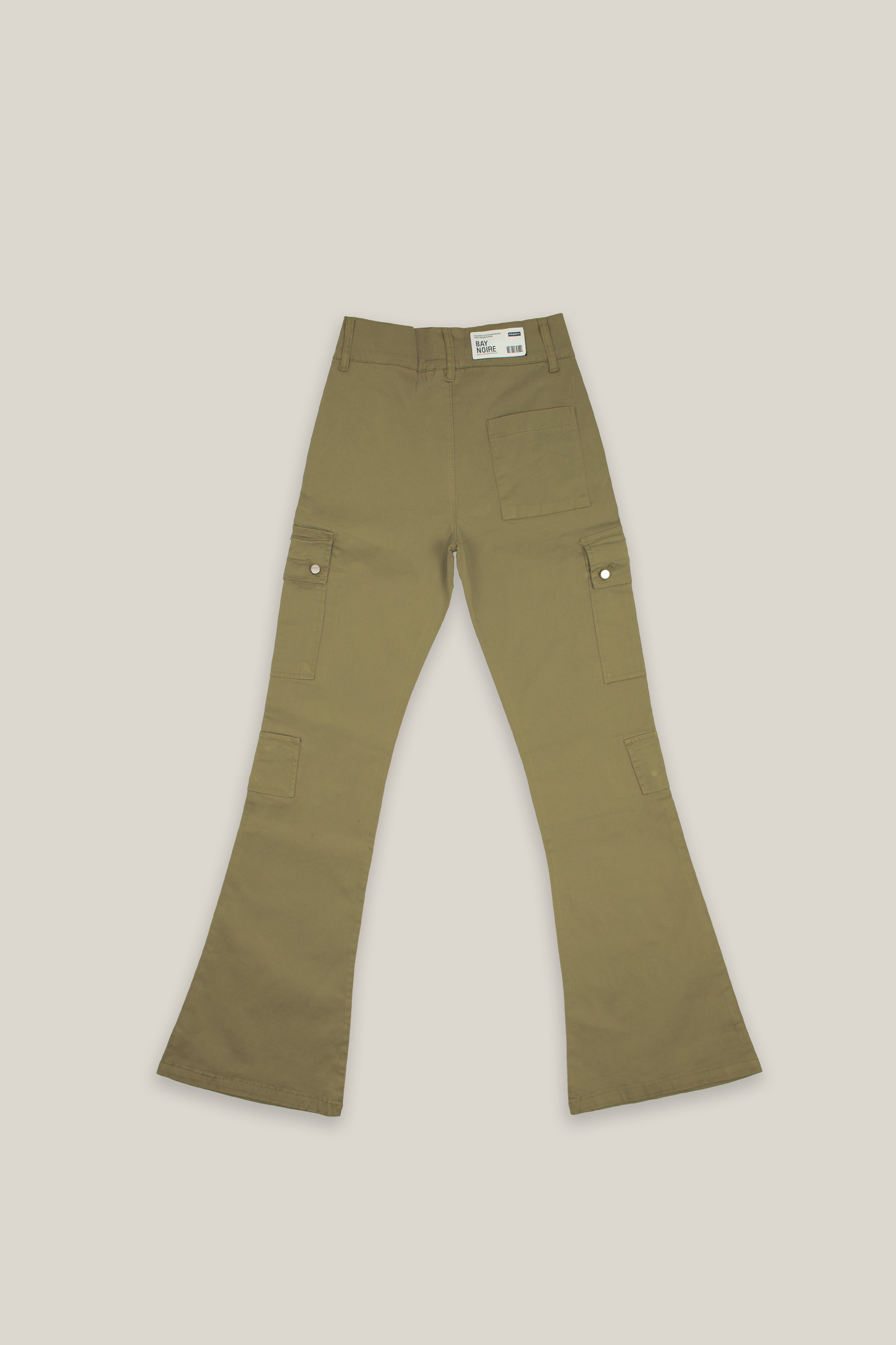 Olive Wide Leg Cargo Pants