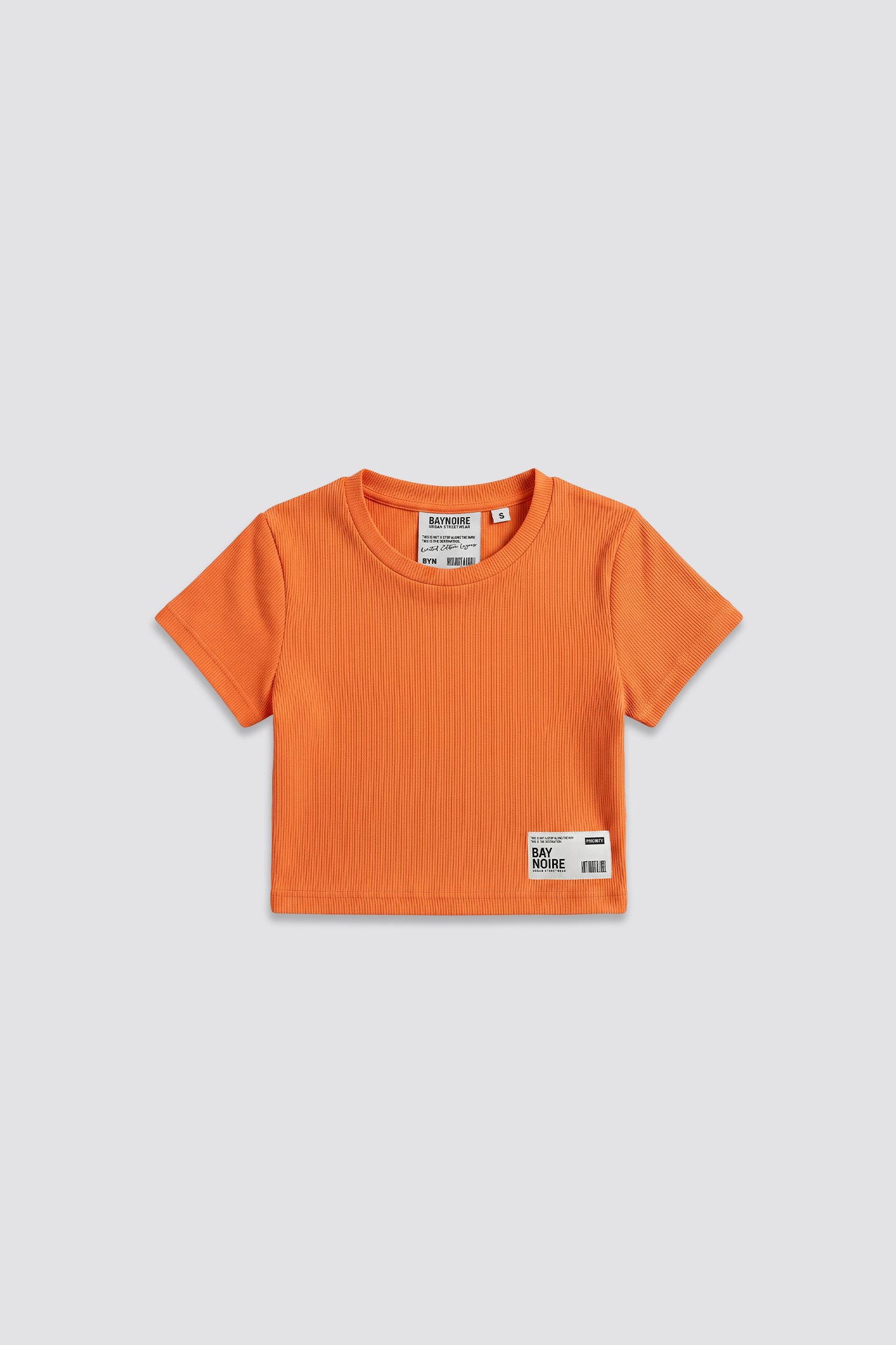 Orange Ribbed Cropped T-Shirt